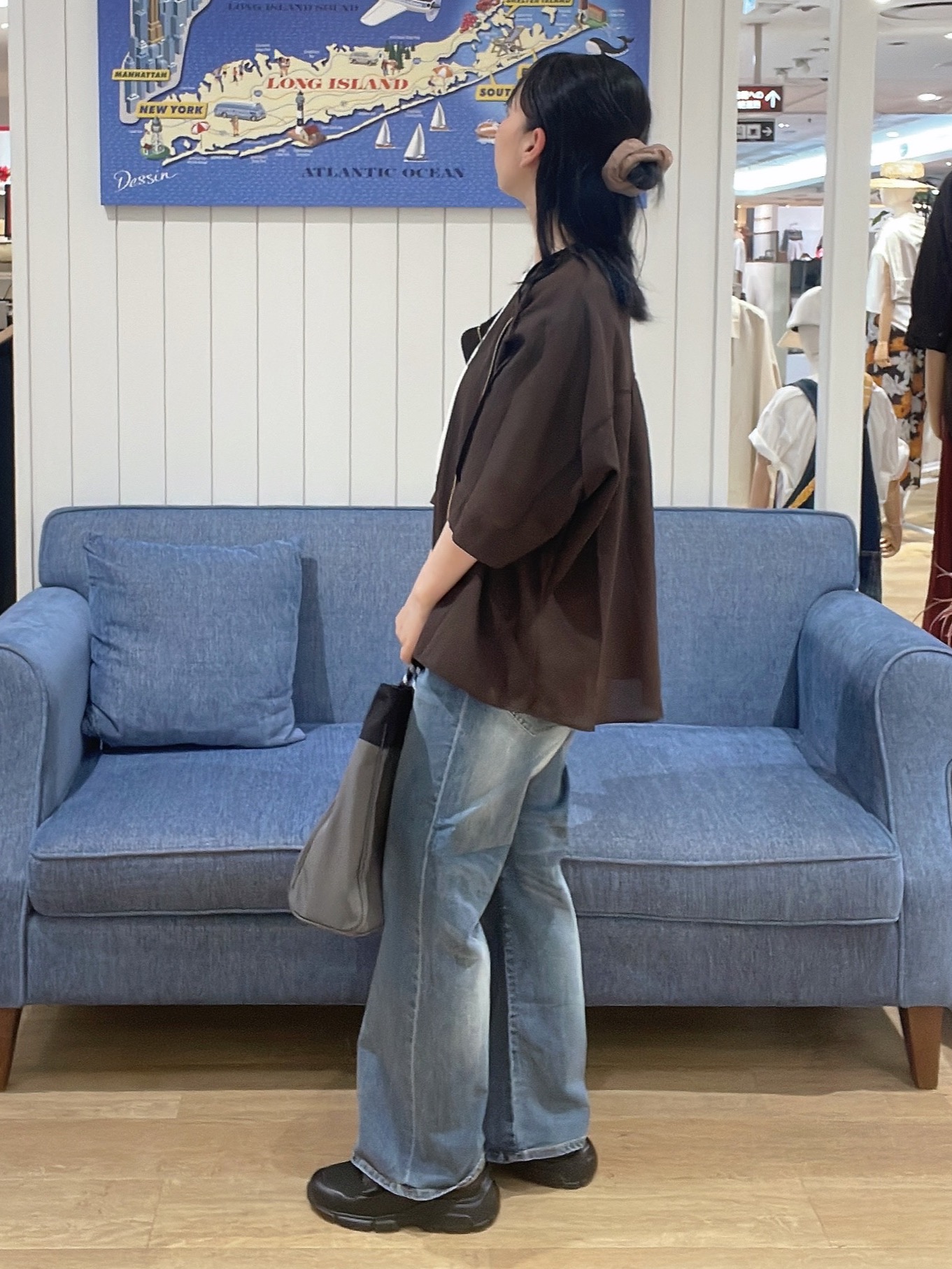 AYAさんの「Dessin｜【秋羽織り/洗える】ドルマンスリーブ 6分袖シアーシャツブルゾン」を使ったコーディネート