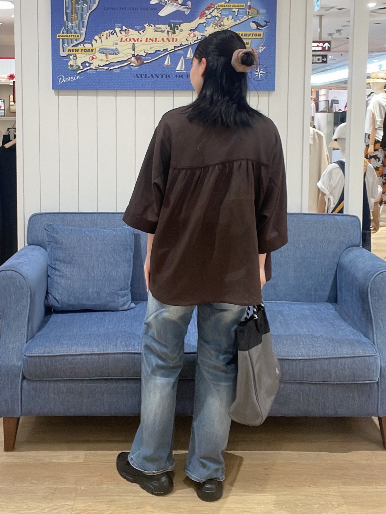 AYAさんの「Dessin｜【秋羽織り/洗える】ドルマンスリーブ 6分袖シアーシャツブルゾン」を使ったコーディネート