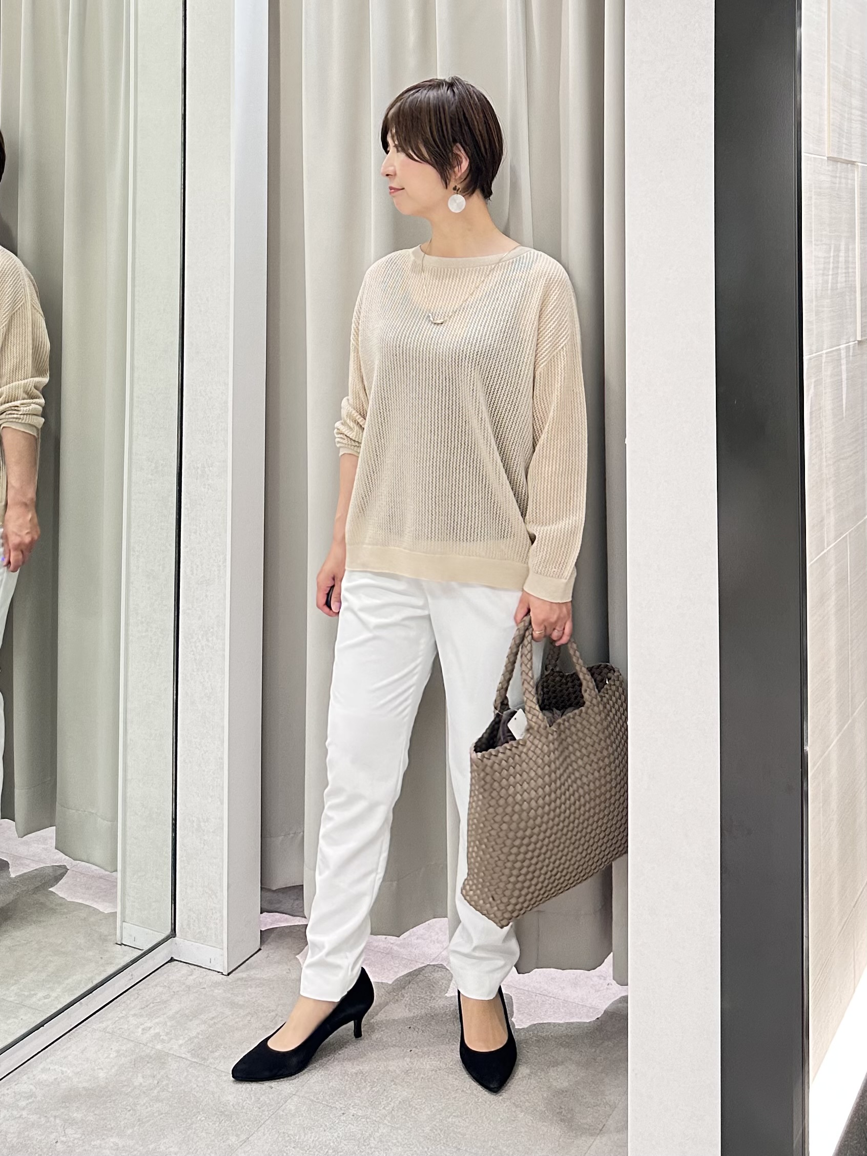 みなこさんの「UNTITLED｜◆シアーメッシュニット」を使ったコーディネート
