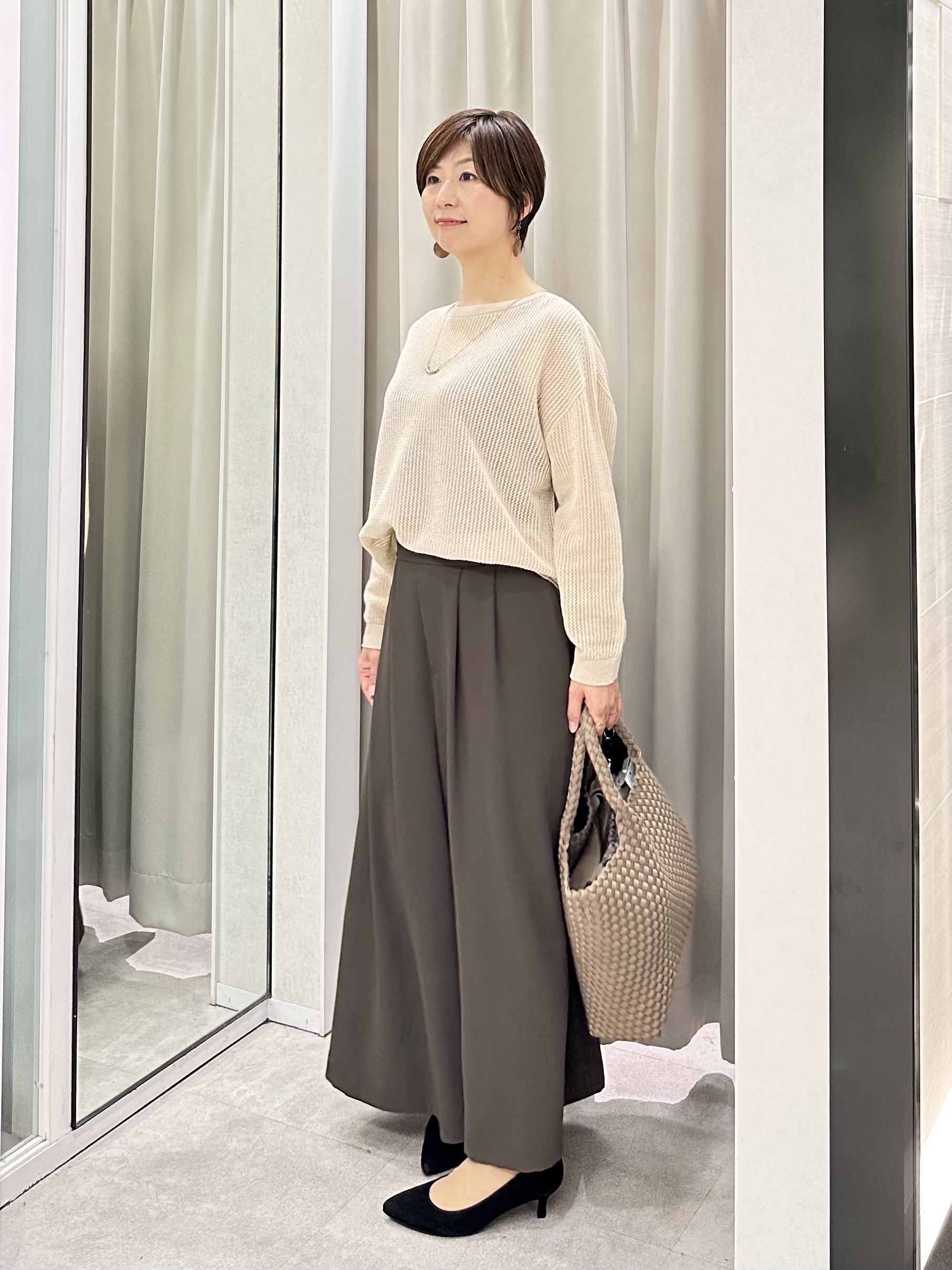 みなこさんの「UNTITLED｜◆シアーメッシュニット」を使ったコーディネート