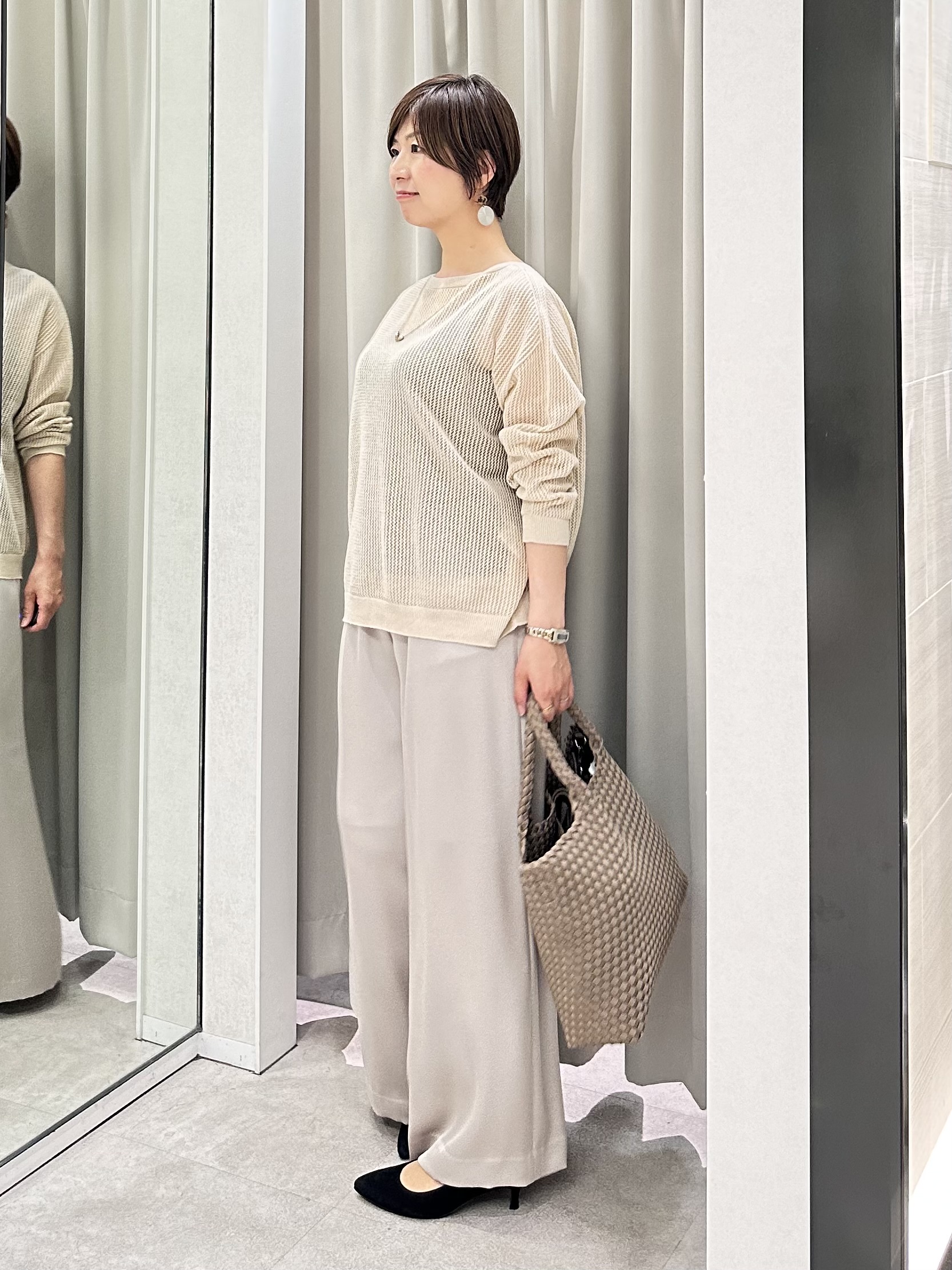 みなこさんの「UNTITLED｜◆シアーメッシュニット」を使ったコーディネート