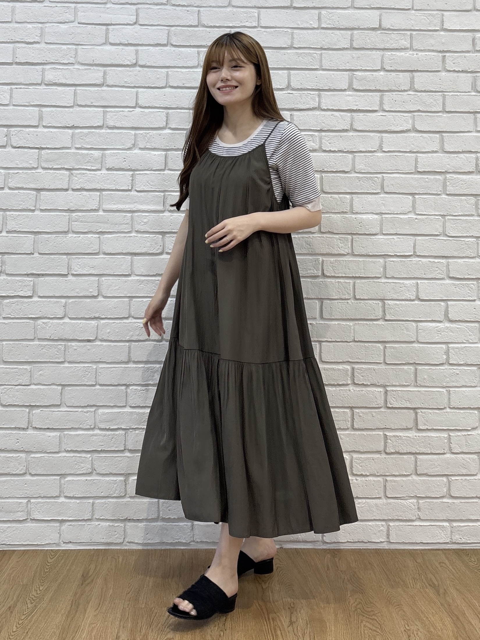 sayaさんの「grove｜【UVカット】チュールトリミング5分袖Tシャツ」を使ったコーディネート