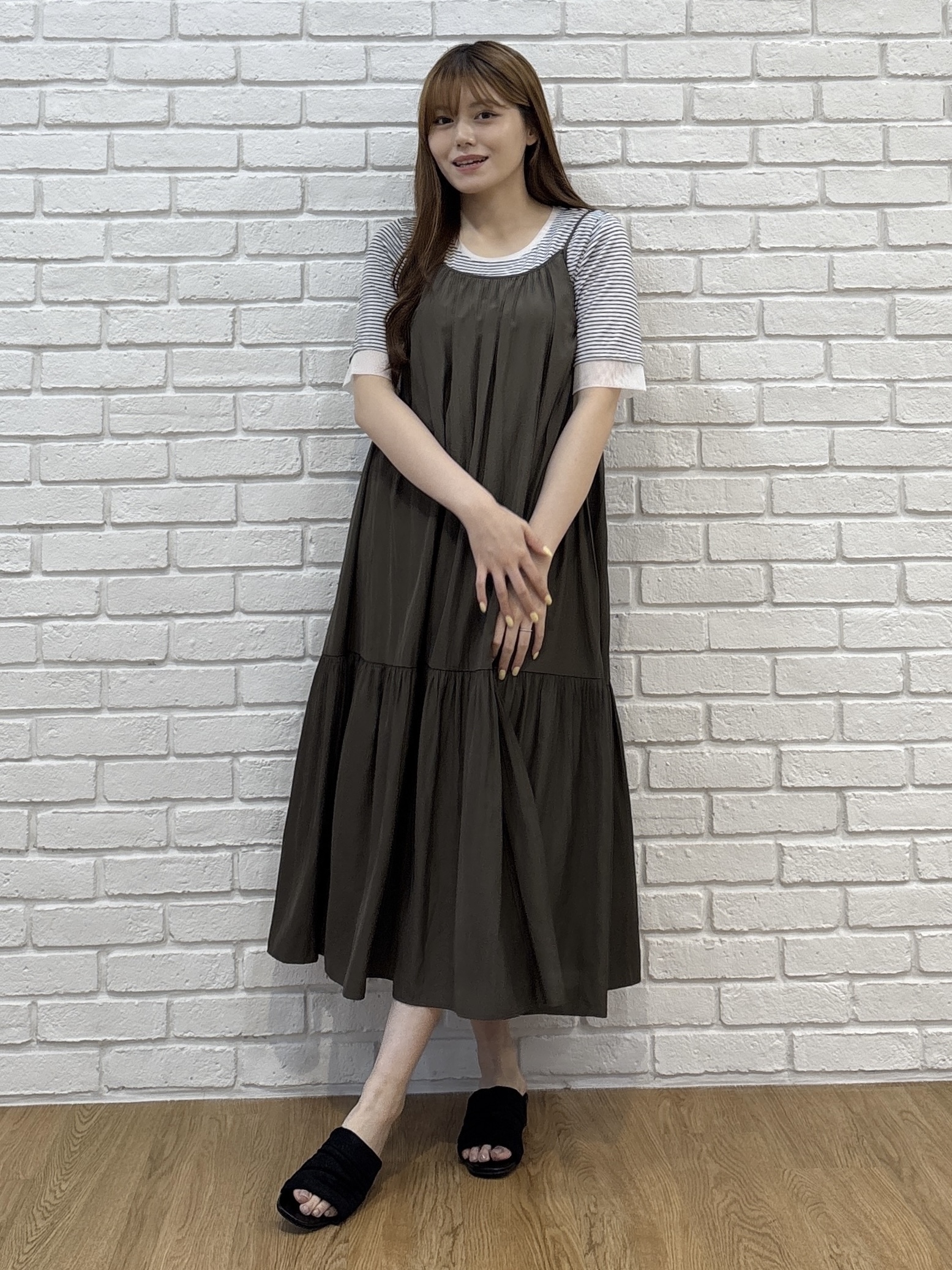 sayaさんの「grove｜【UVカット】チュールトリミング5分袖Tシャツ」を使ったコーディネート