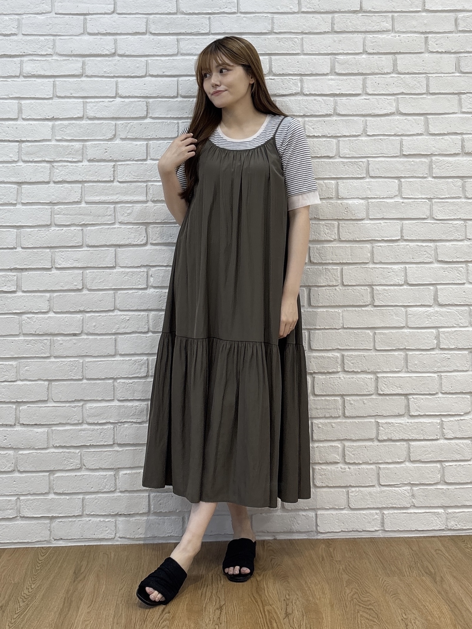 sayaさんの「grove｜【UVカット】チュールトリミング5分袖Tシャツ」を使ったコーディネート
