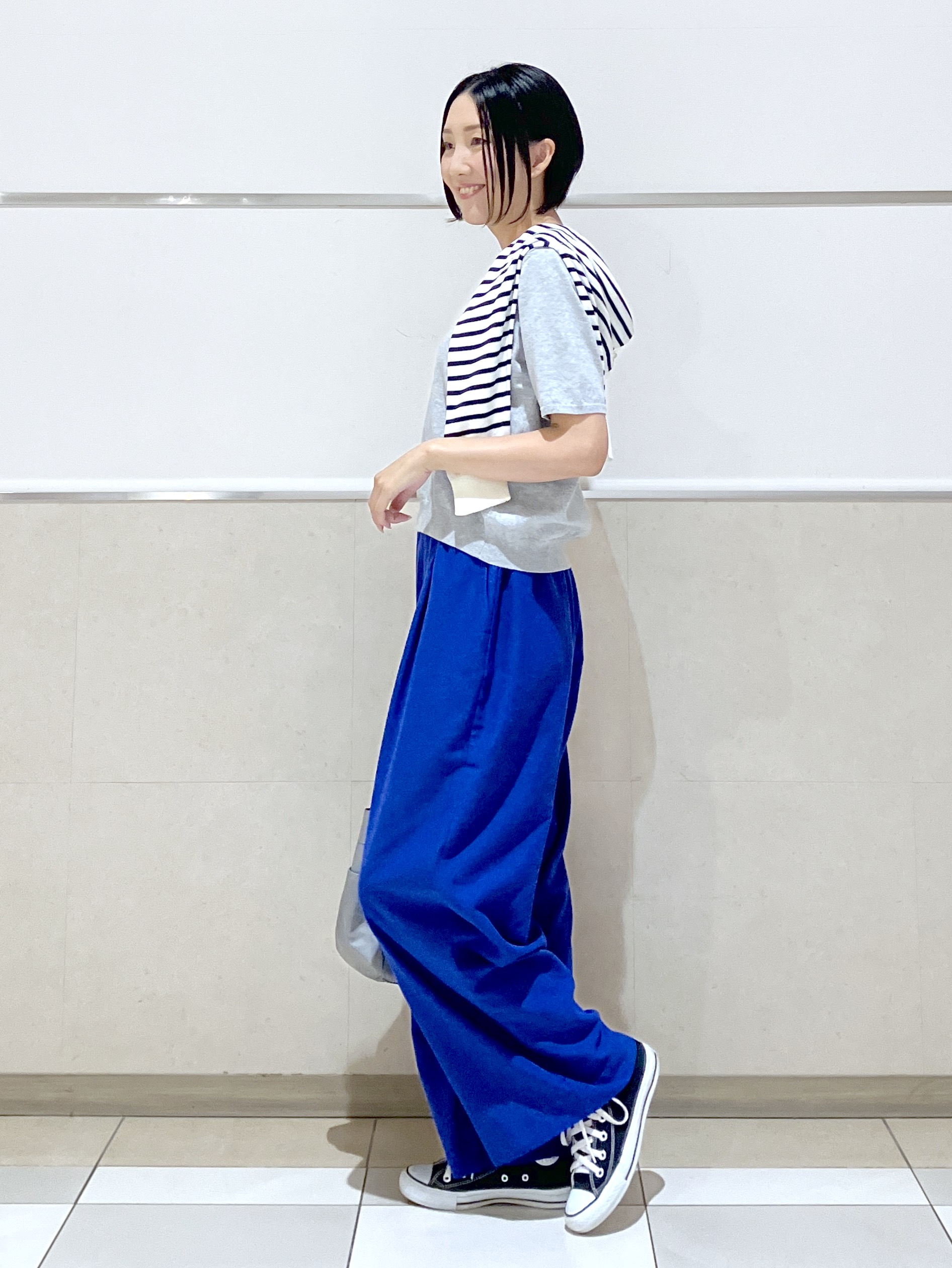eriko さんの「Dessin｜【9色展開/接触冷感/UVカット】ドライタッチサマーニットT」を使ったコーディネート