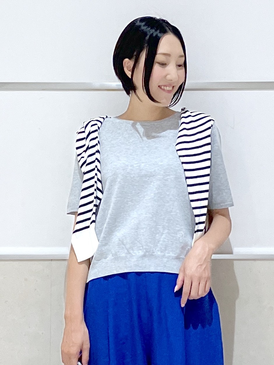 eriko さんの「Dessin｜【9色展開/接触冷感/UVカット】ドライタッチサマーニットT」を使ったコーディネート