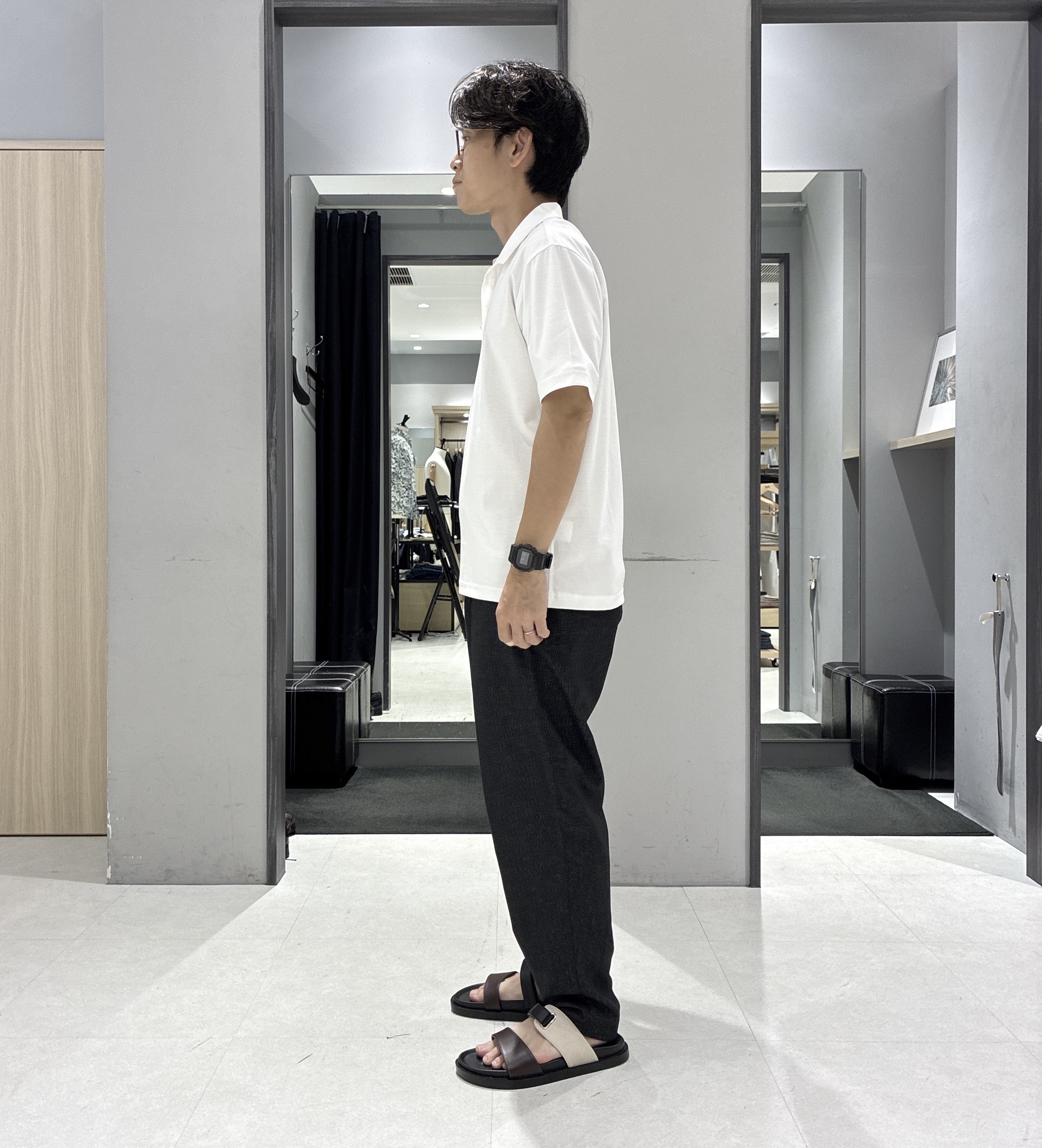 わいずみさんの「TAKEO KIKUCHI｜【接触冷感】アイスクリアコットン ワンポイント ポロシャツ」を使ったコーディネート