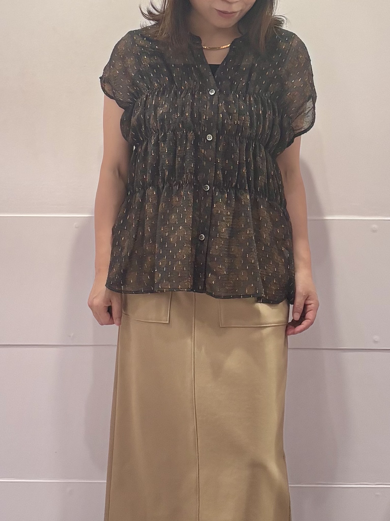 TOKOさんの「UNTITLED｜【秋映え/シアー】ヴィンテージドットブラウス」を使ったコーディネート