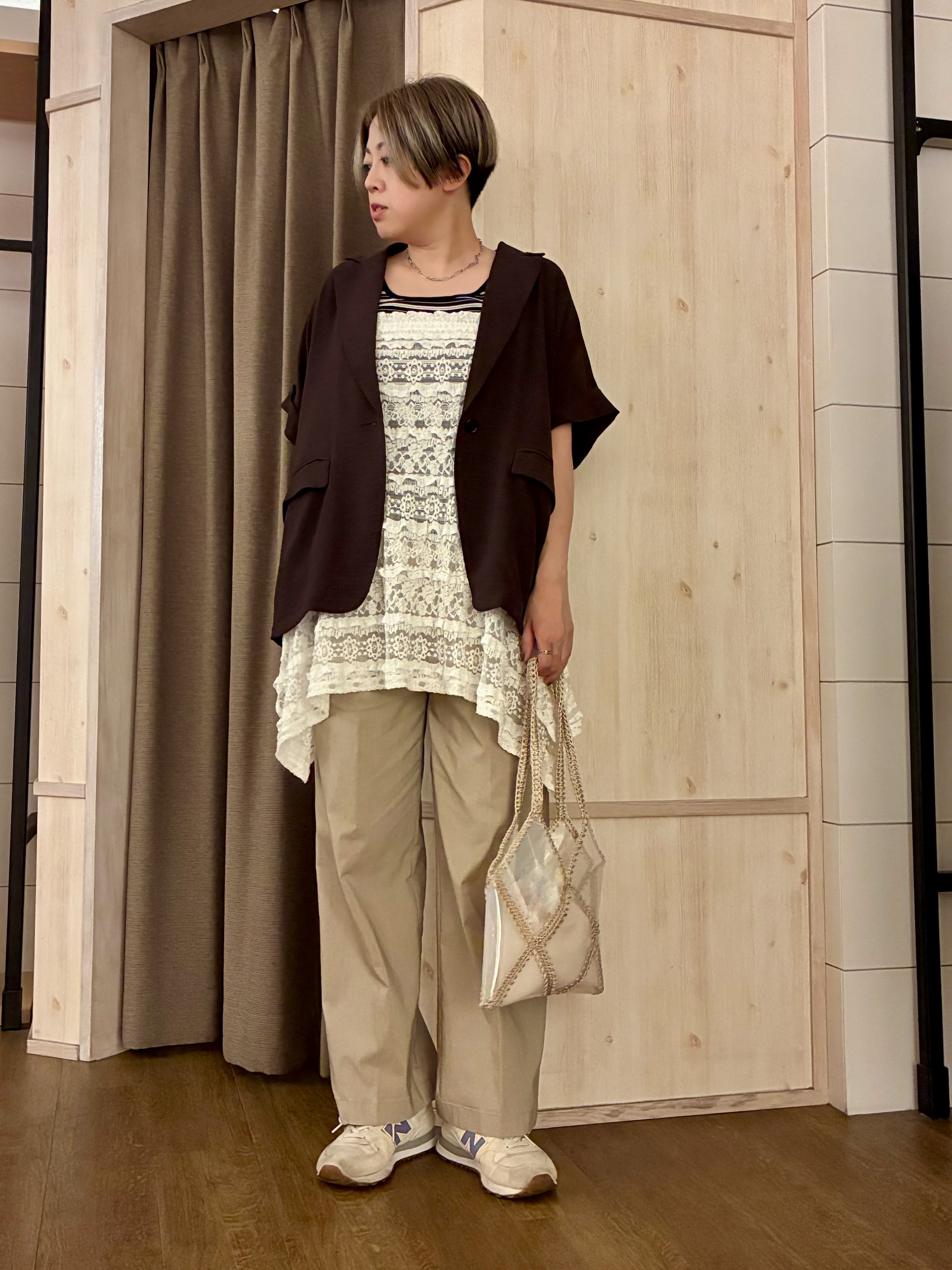 aiさんの「THE SHOP TK｜【吸水速乾/UV/防しわ】軽く羽織りたい半袖ジャケット」を使ったコーディネート