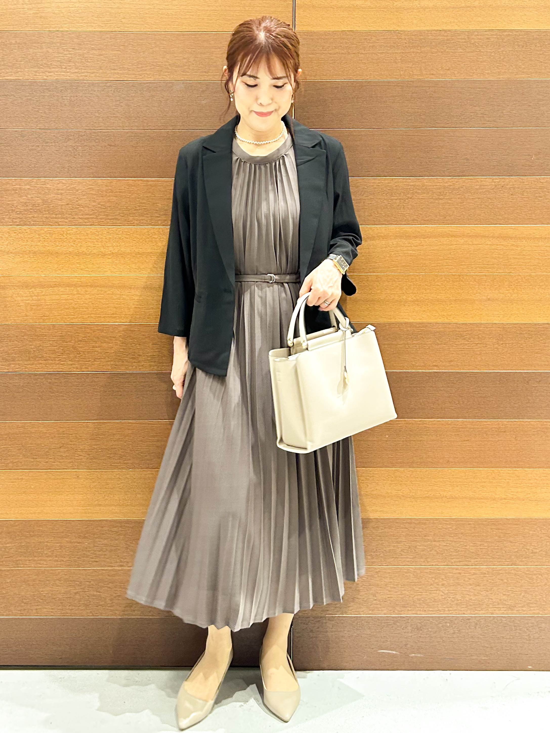 yumiさんの「OPAQUE.CLIP｜【接触冷感／防シワ】ひんやり7分袖テーラードジャケット《洗濯機OK》」を使ったコーディネート