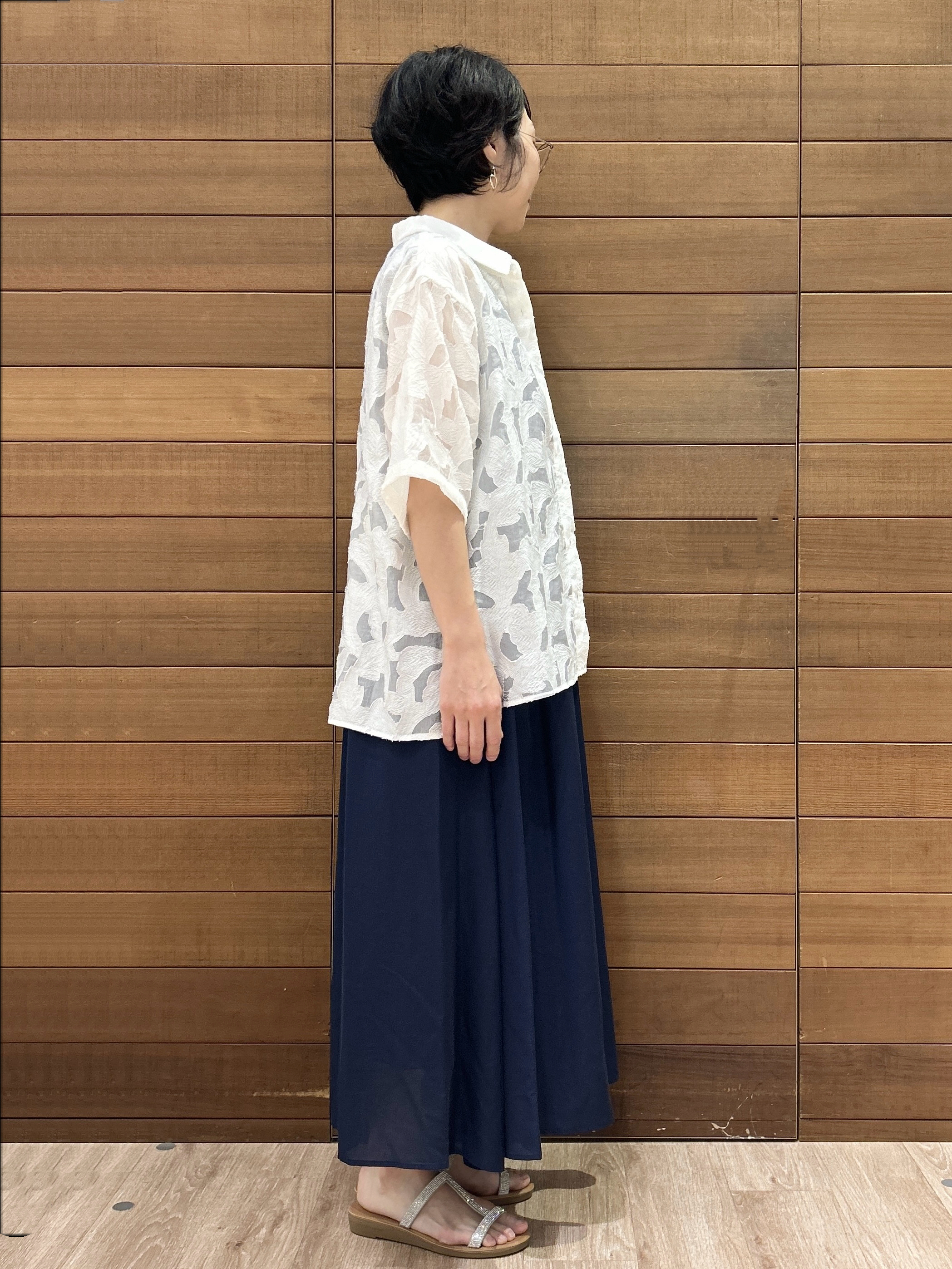 ゆうあさんの「OPAQUE.CLIP｜【接触冷感】麻混シアーノースリーブワンピース《洗濯機OK》」を使ったコーディネート
