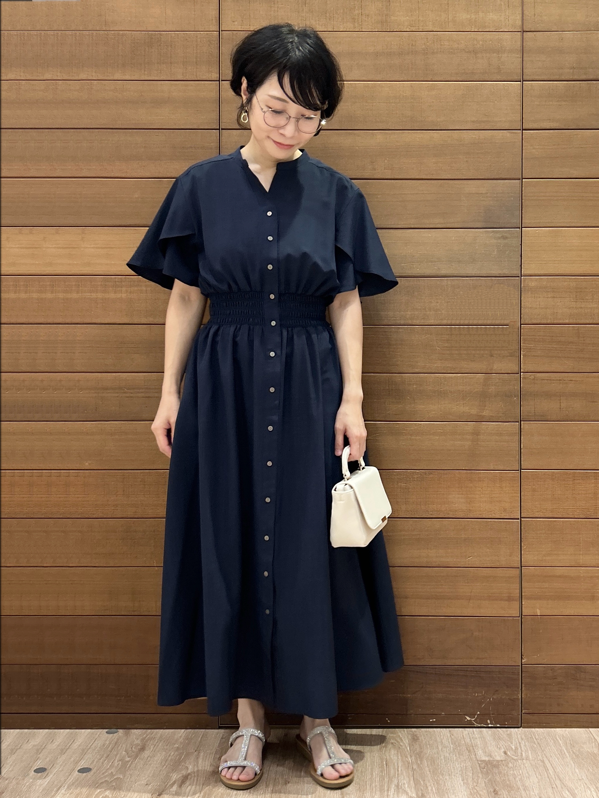 ゆうあさんの「OPAQUE.CLIP｜スキッパーシャツワンピース【洗濯機OK／イージーアイロン】」を使ったコーディネート