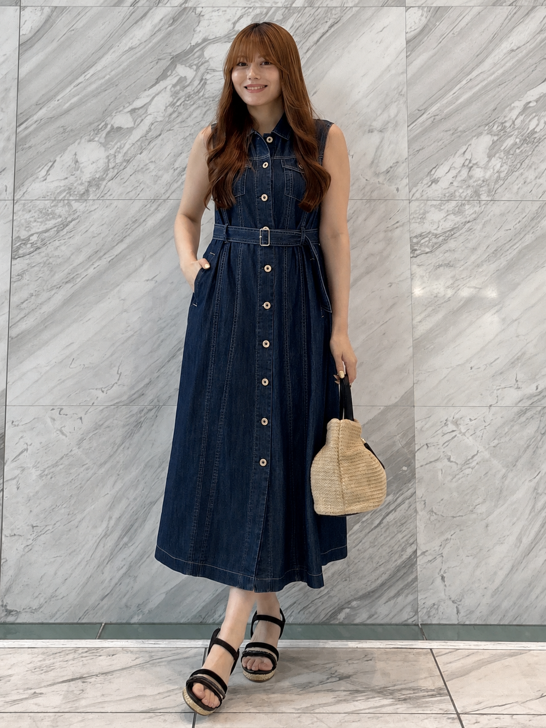 sayaさんの「grove｜大人気！デニムフレアワンピース」を使ったコーディネート