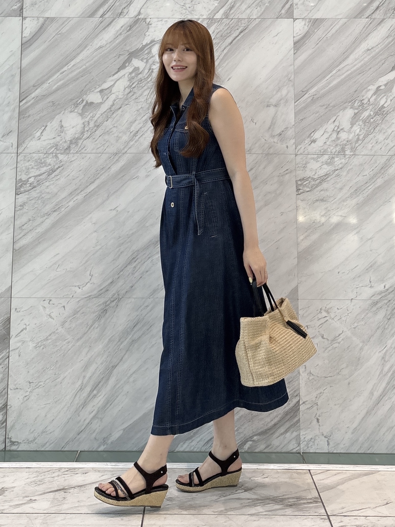 sayaさんの「grove｜大人気！デニムフレアワンピース」を使ったコーディネート