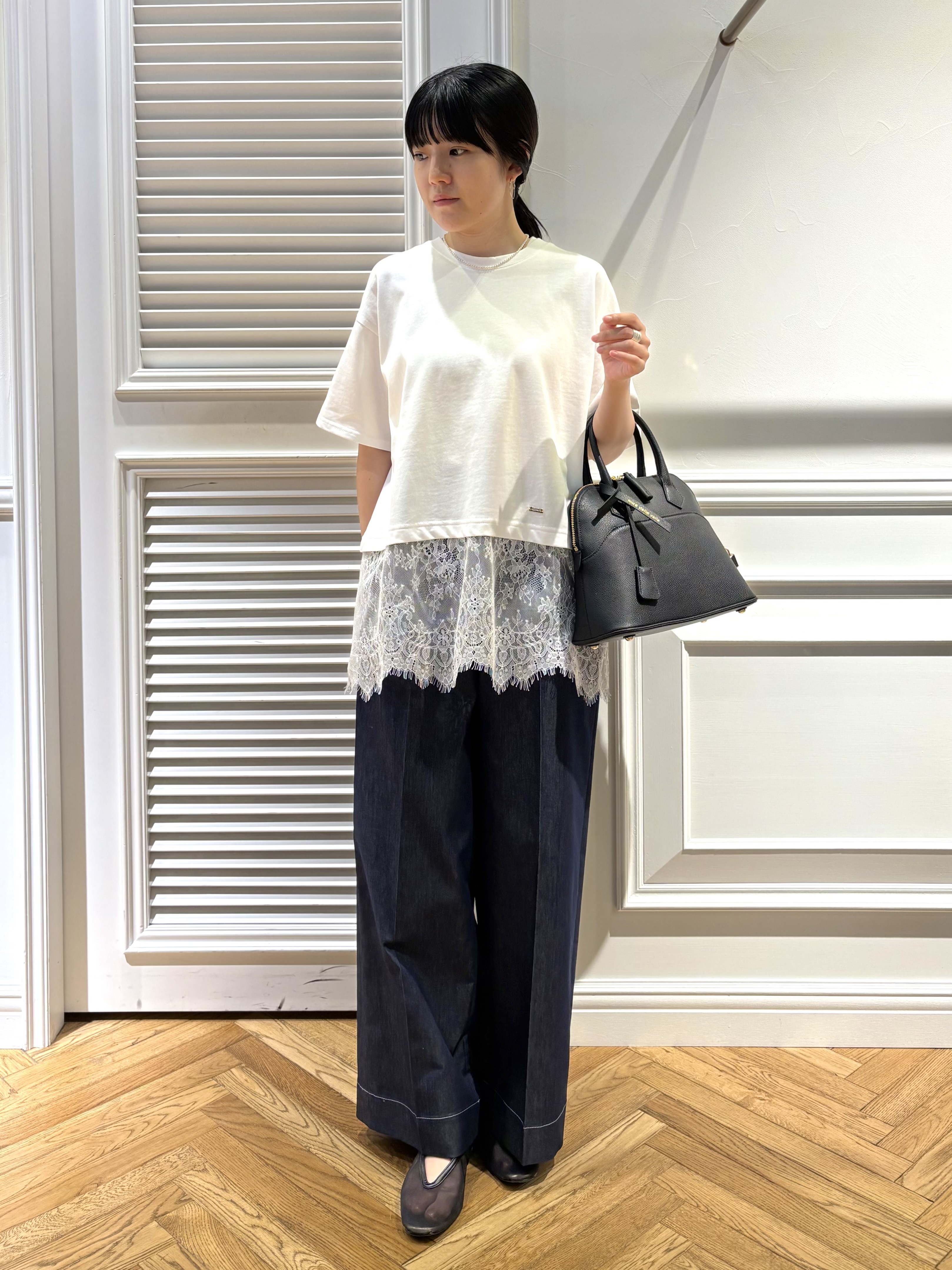 cocoさんの「DRESSTERIOR｜◆レースドッキングレイヤード Tシャツ」を使ったコーディネート