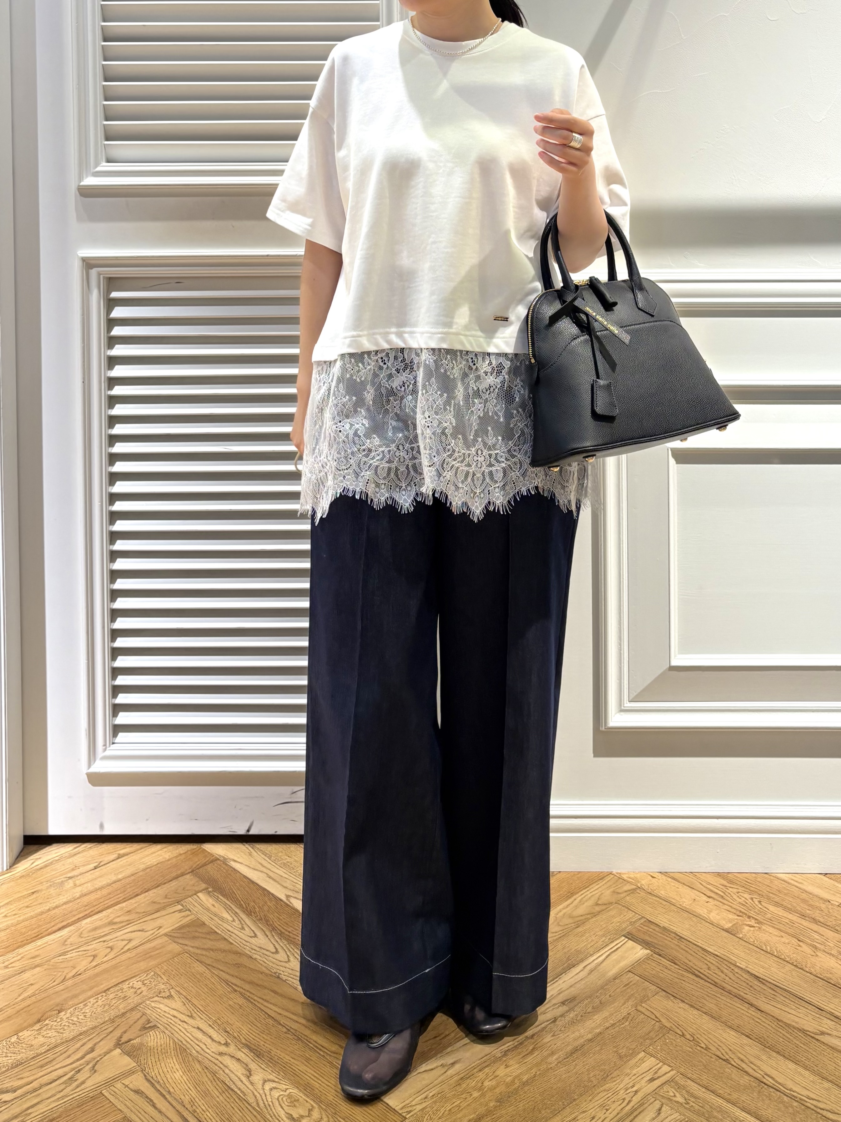 cocoさんの「DRESSTERIOR｜◆レースドッキングレイヤード Tシャツ」を使ったコーディネート