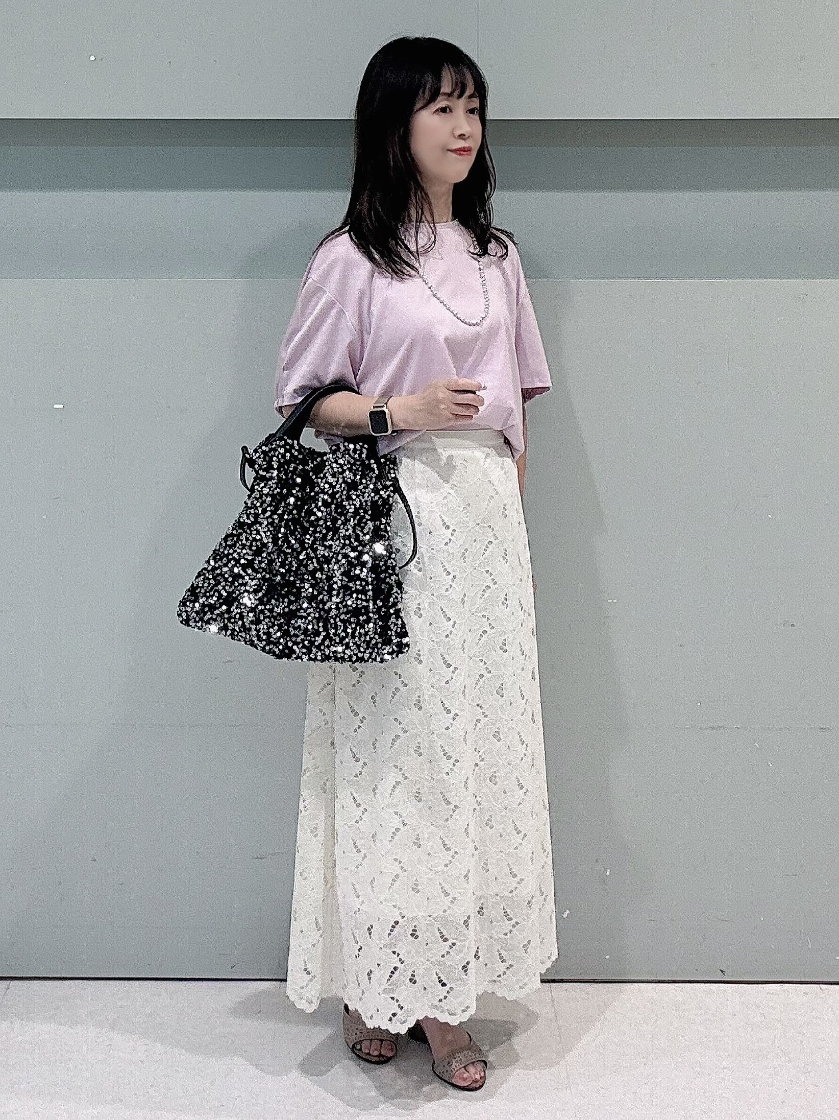 makiさんの「UNTITLED｜【汗染み防止/接触冷感】ドルマンプルオーバー」を使ったコーディネート