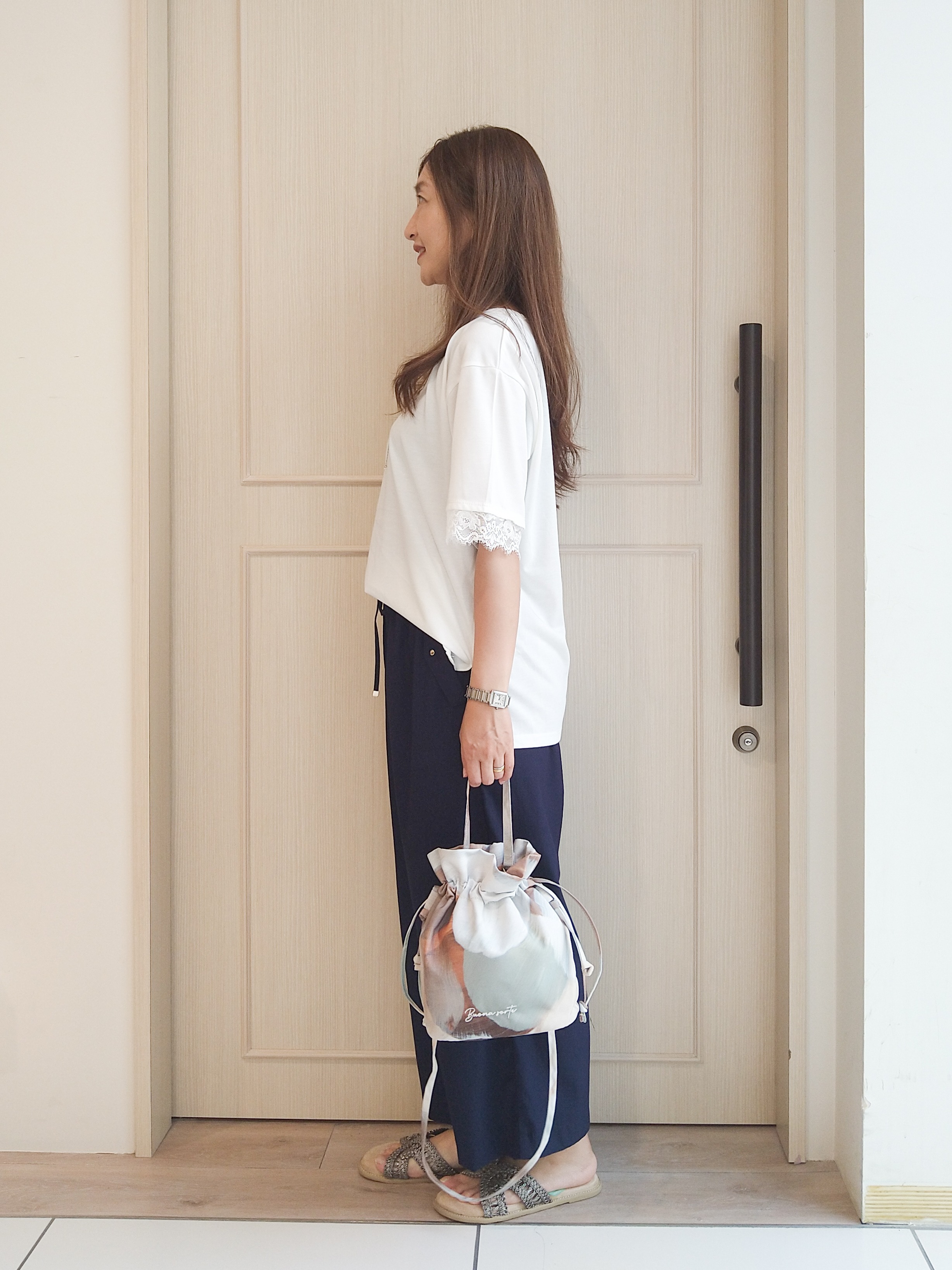 mi-saさんの「SHOO･LA･RUE｜【UV/S-LL/洗濯機可】柄アソート お袖レースが旬顔 上品に決まる大人Tシャツ」を使ったコーディネート