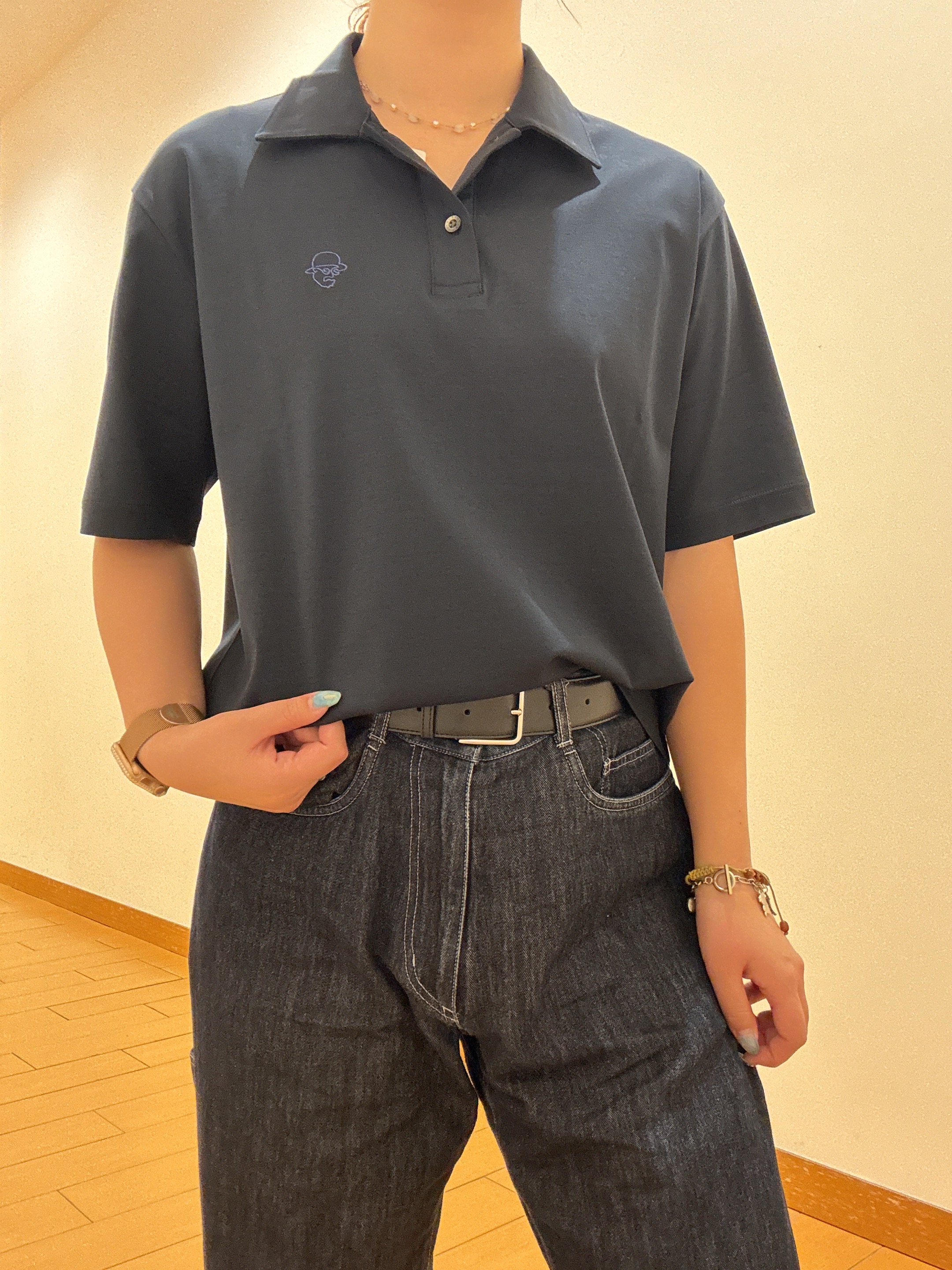 ヒナさんの「TAKEO KIKUCHI｜【接触冷感】アイスクリアコットン ワンポイント ポロシャツ」を使ったコーディネート
