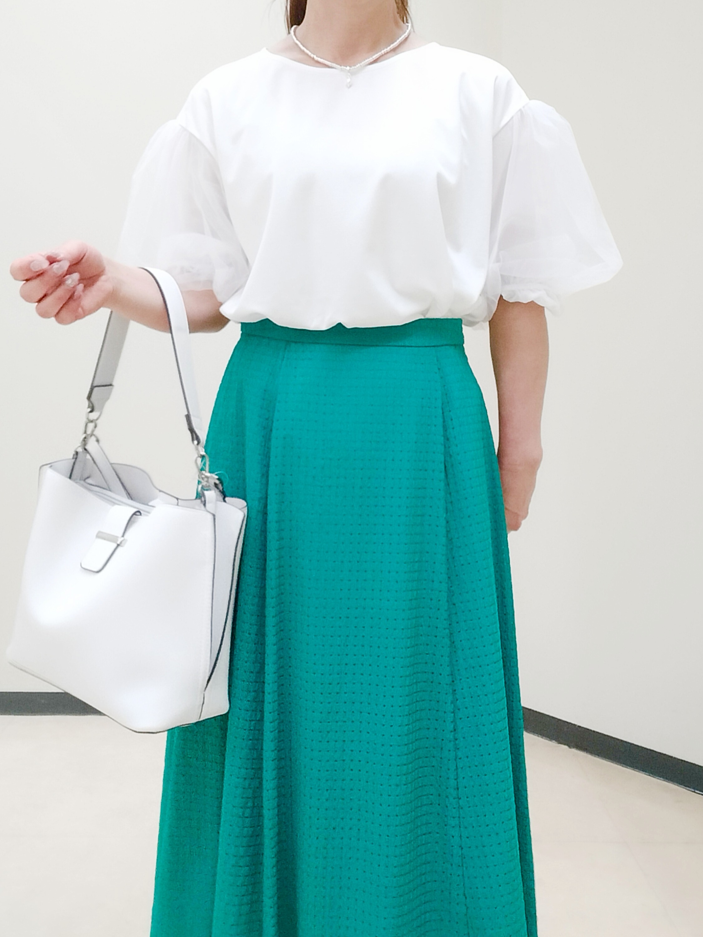 花さんの「Reflect｜【UVカット／接触冷感／吸水速乾】チュールスリーブプルオーバー」を使ったコーディネート