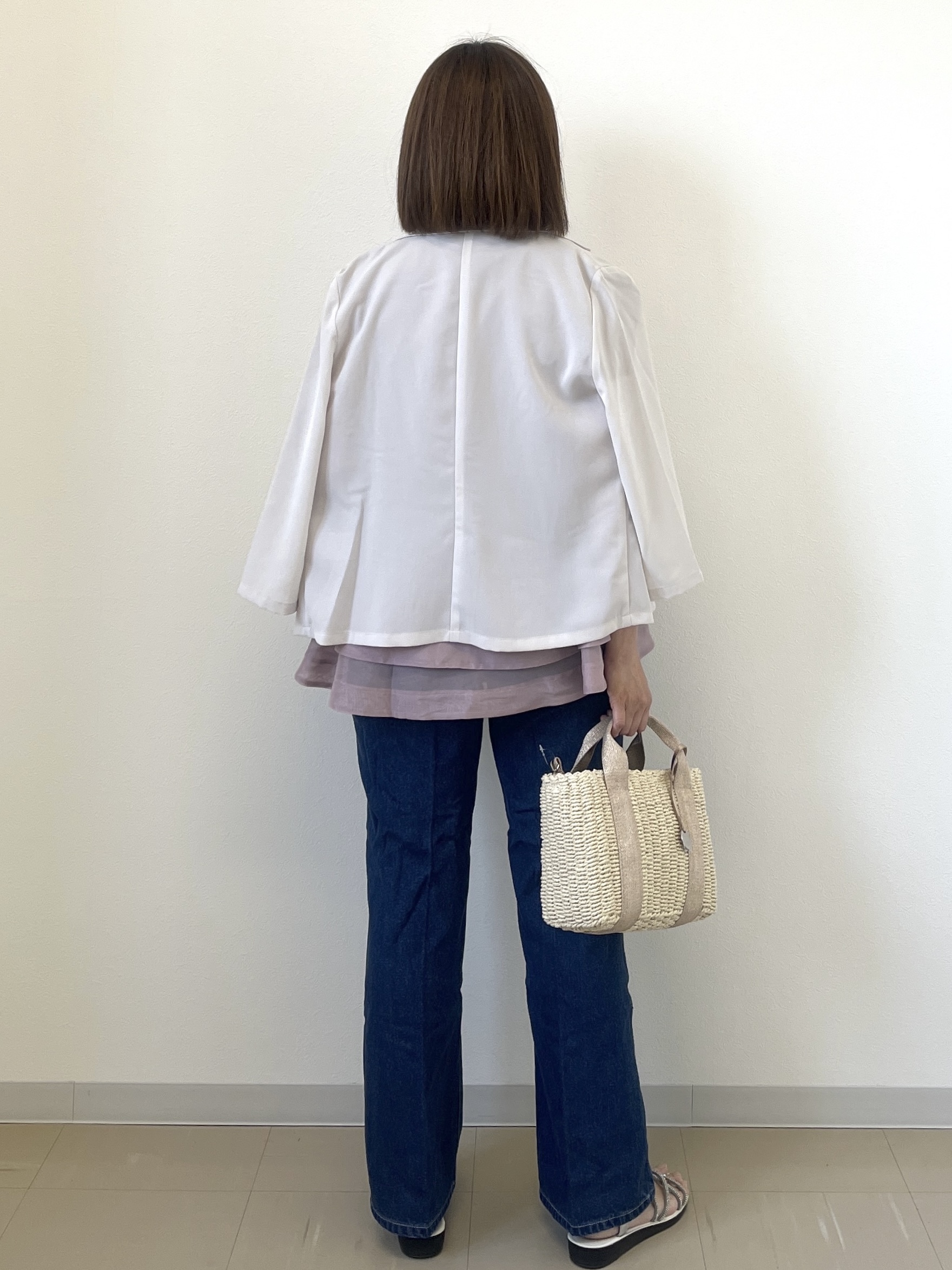 あずささんの「OPAQUE.CLIP｜【接触冷感／防シワ】ひんやり7分袖テーラードジャケット《洗濯機OK》」を使ったコーディネート