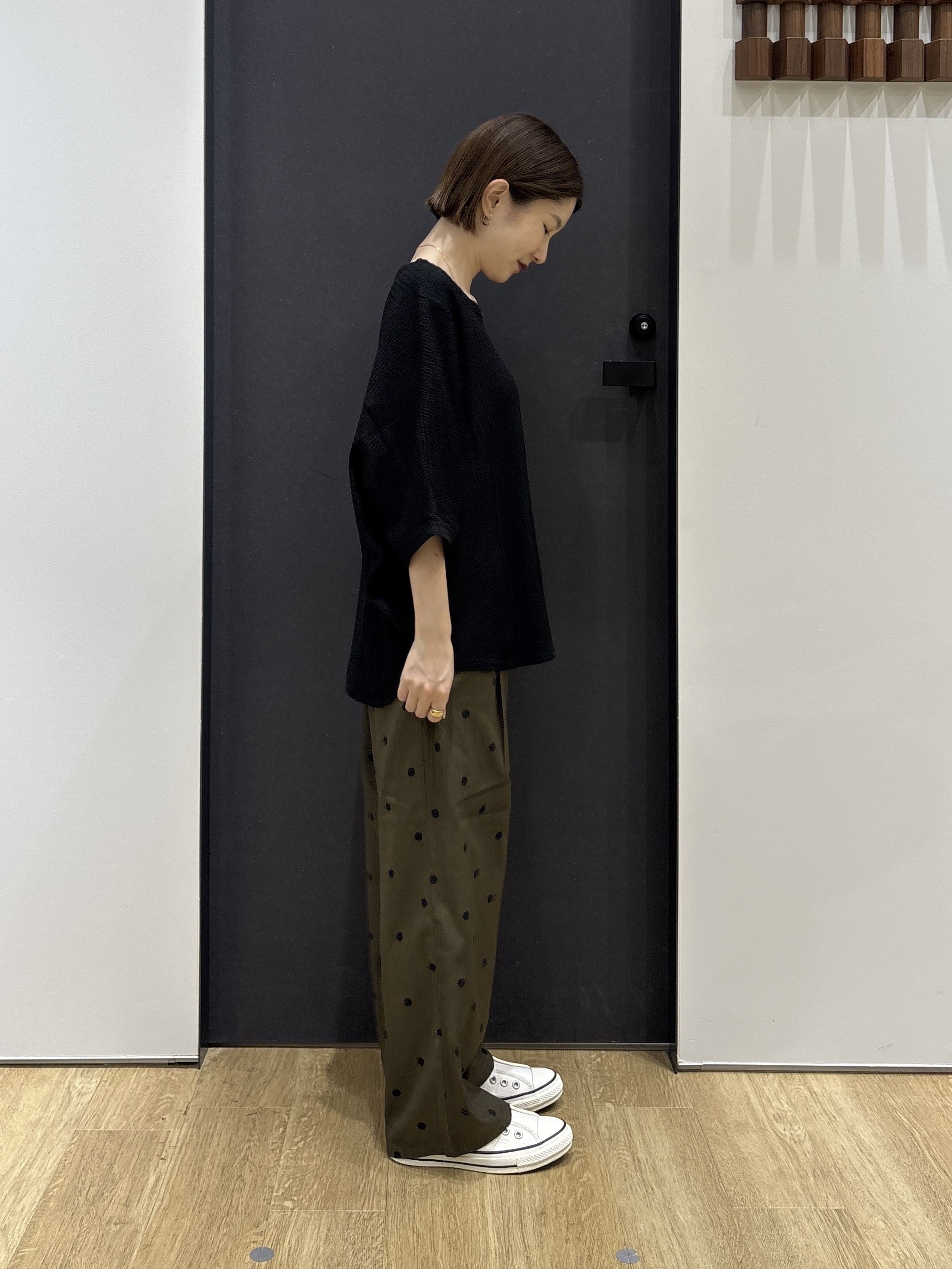 risaさんの「Dessin｜シュリンクジャージ カットソー」を使ったコーディネート