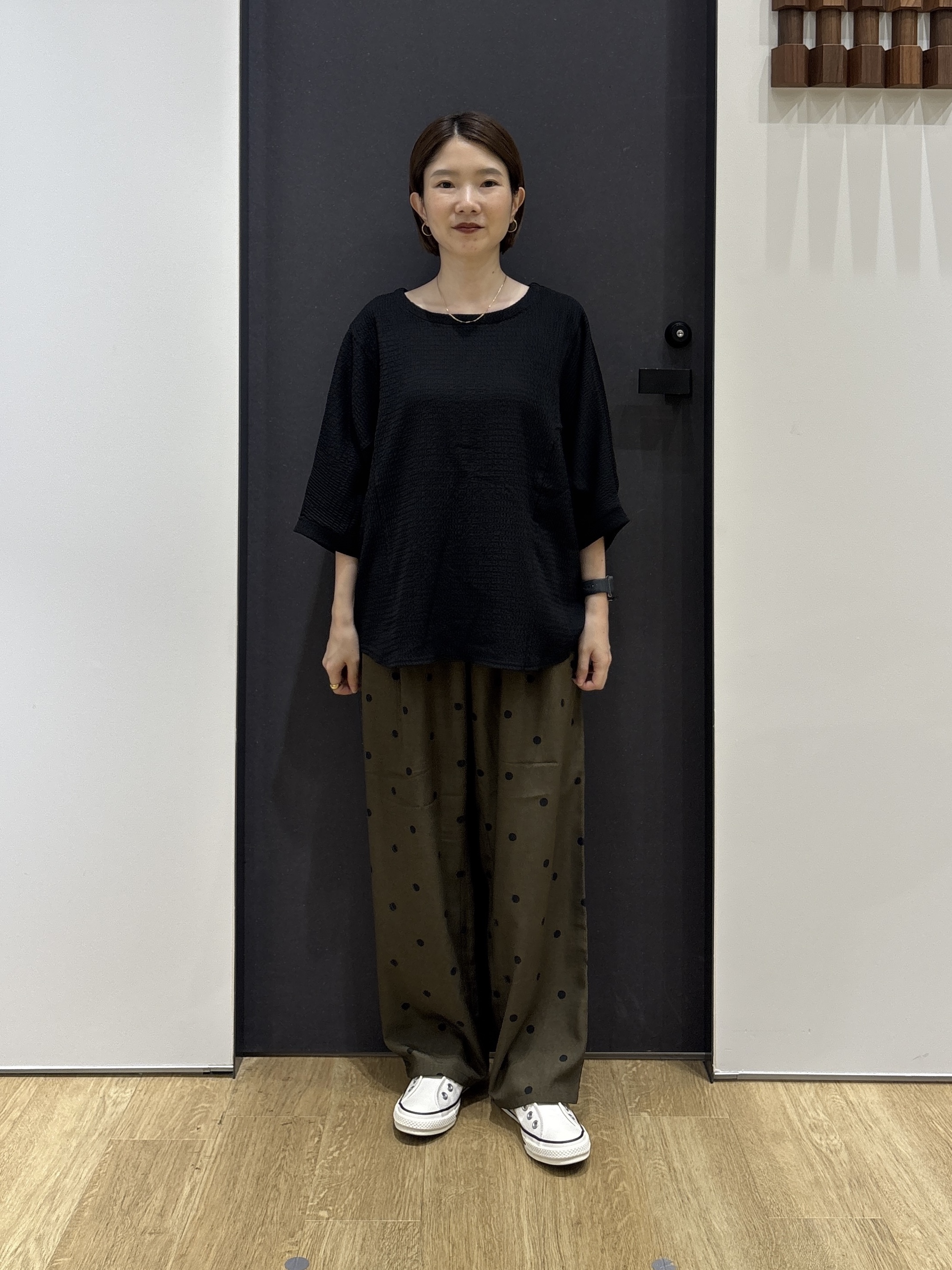 risaさんの「Dessin｜シュリンクジャージ カットソー」を使ったコーディネート
