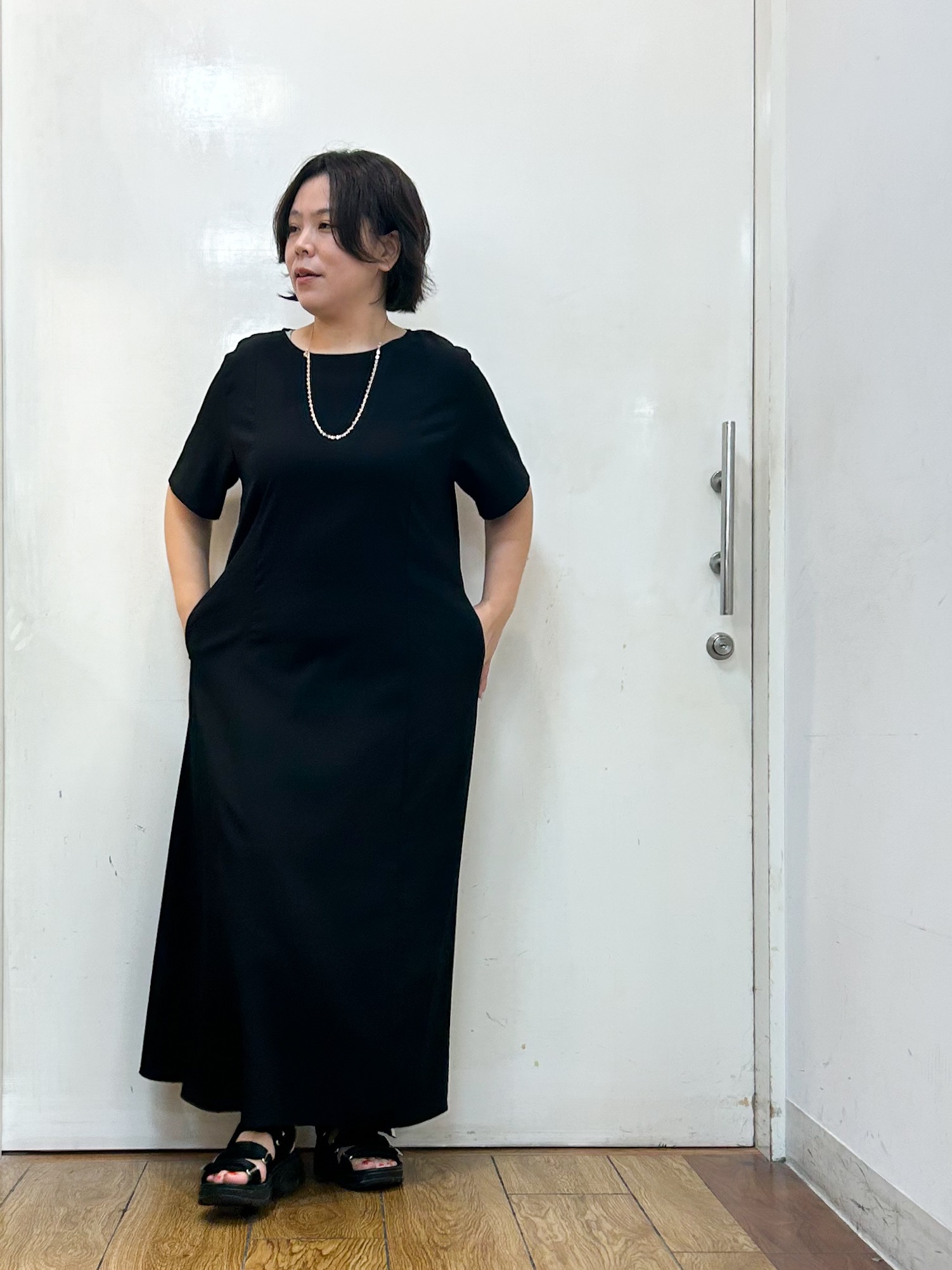 haruさんの「SHOO･LA･RUE｜【洗濯機可/S-LL】配色シフォン襟でサマ見え 上品シアーカーディガン」を使ったコーディネート
