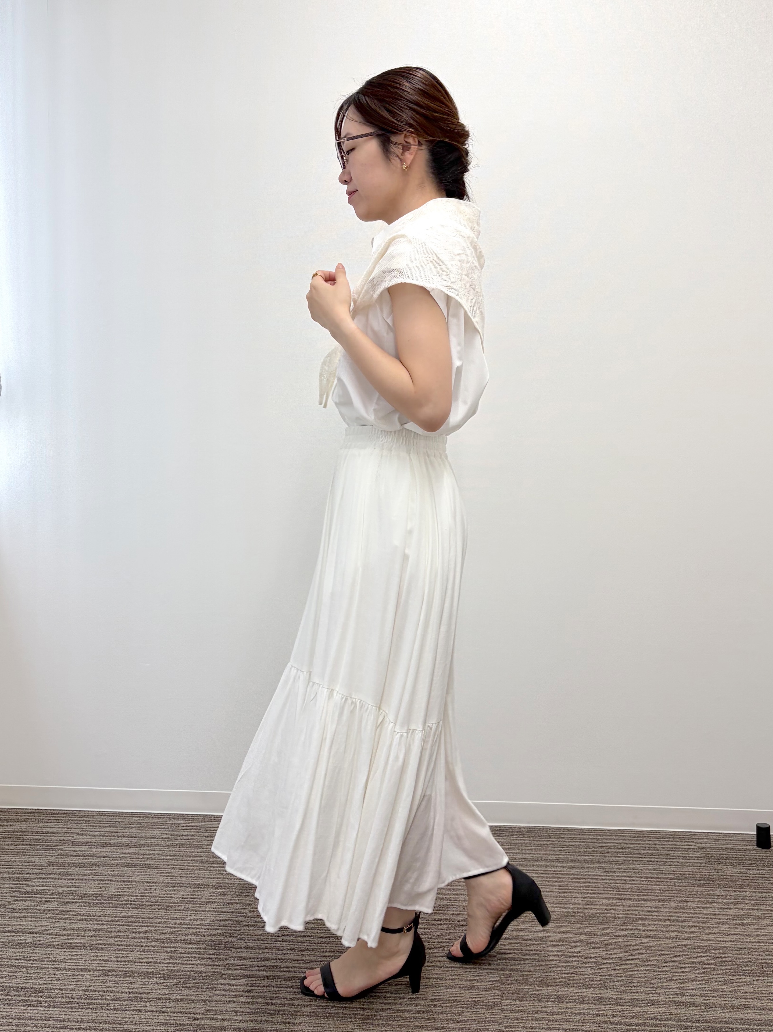 saoriさんの「レーススカーフ付きブラウス」を使ったコーディネート