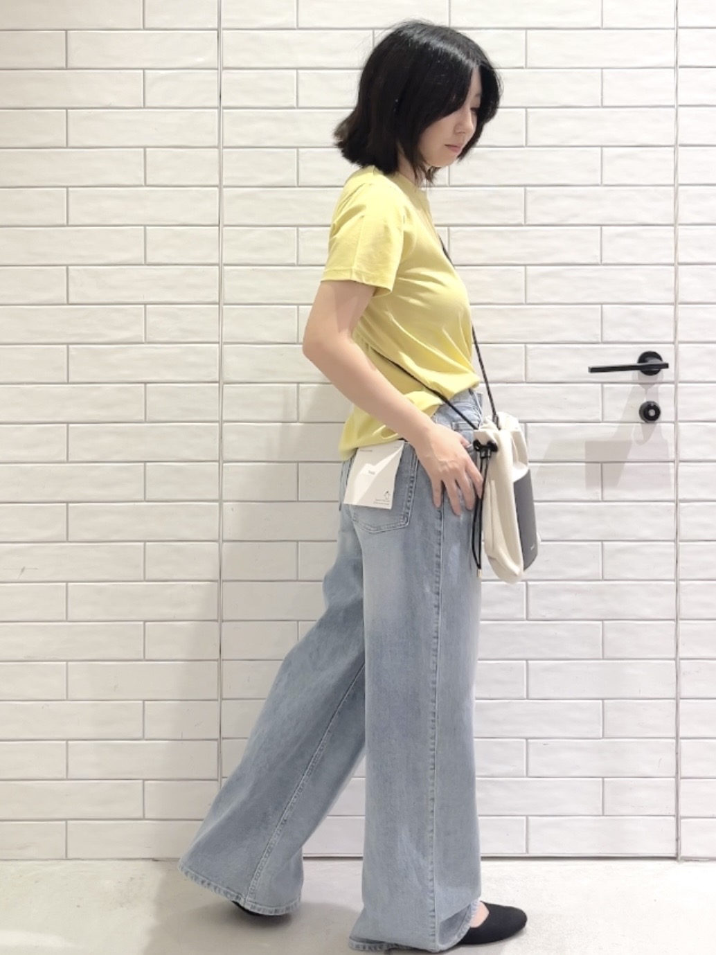 しおりさんの「OPAQUE.CLIP｜ストレッチバギーデニム【洗濯機洗い可】《SS～LL》」を使ったコーディネート