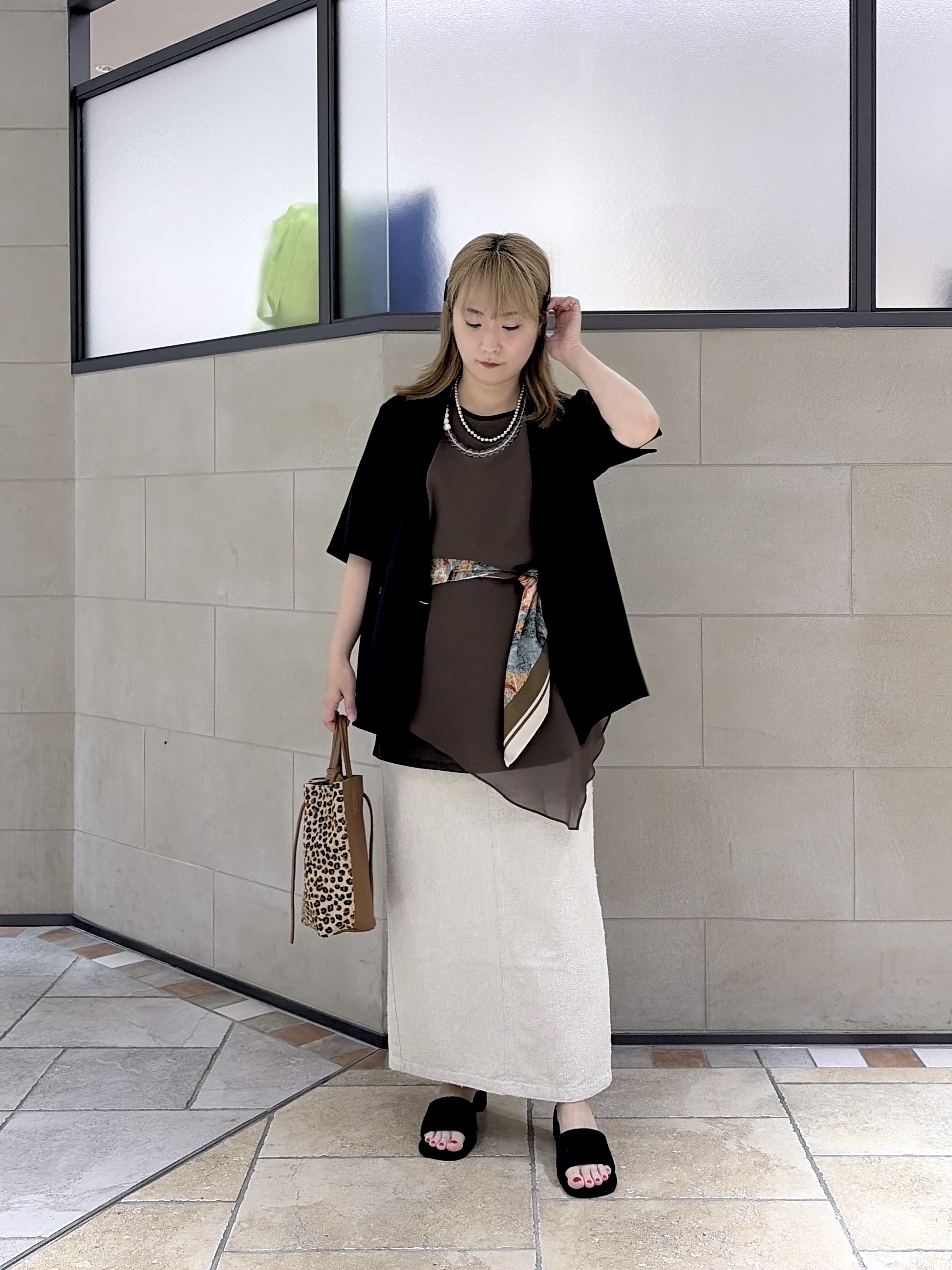 よねさんの「INDIVI｜Comfy SET UP｜ハーフスリーブジャケット【セットアップ対応／通勤／接触冷感／UVカット】」を使ったコーディネート