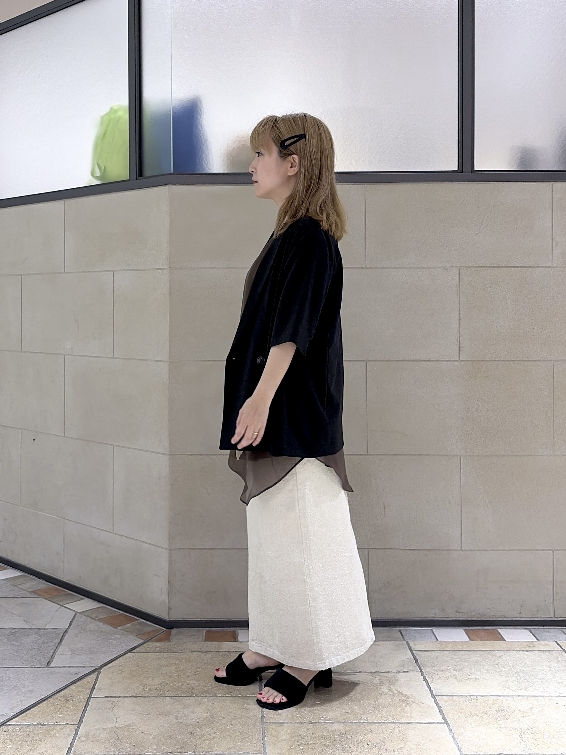 よねさんの「INDIVI｜Comfy SET UP｜ハーフスリーブジャケット【セットアップ対応／通勤／接触冷感／UVカット】」を使ったコーディネート