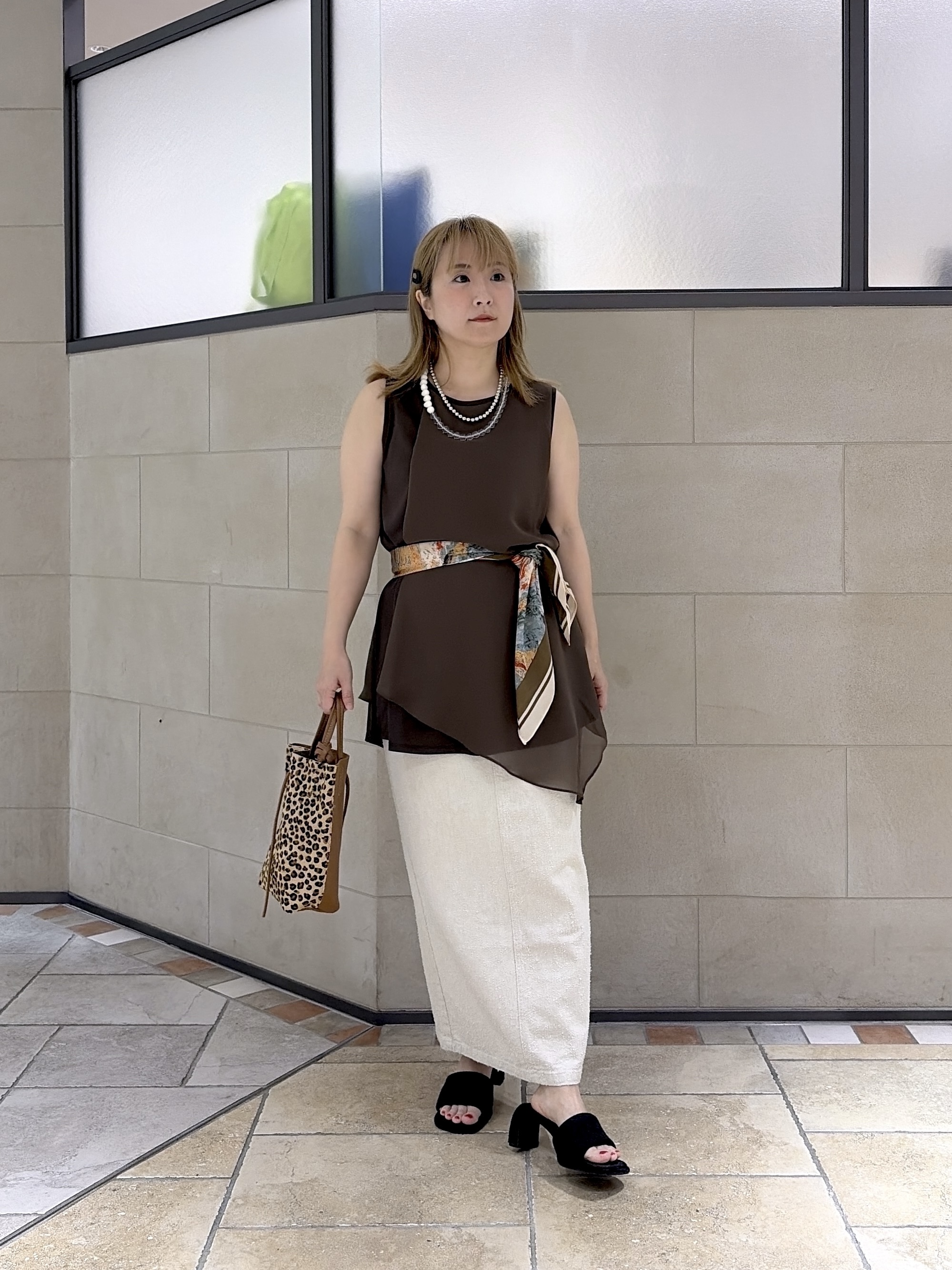 よねさんの「INDIVI｜Comfy SET UP｜ハーフスリーブジャケット【セットアップ対応／通勤／接触冷感／UVカット】」を使ったコーディネート