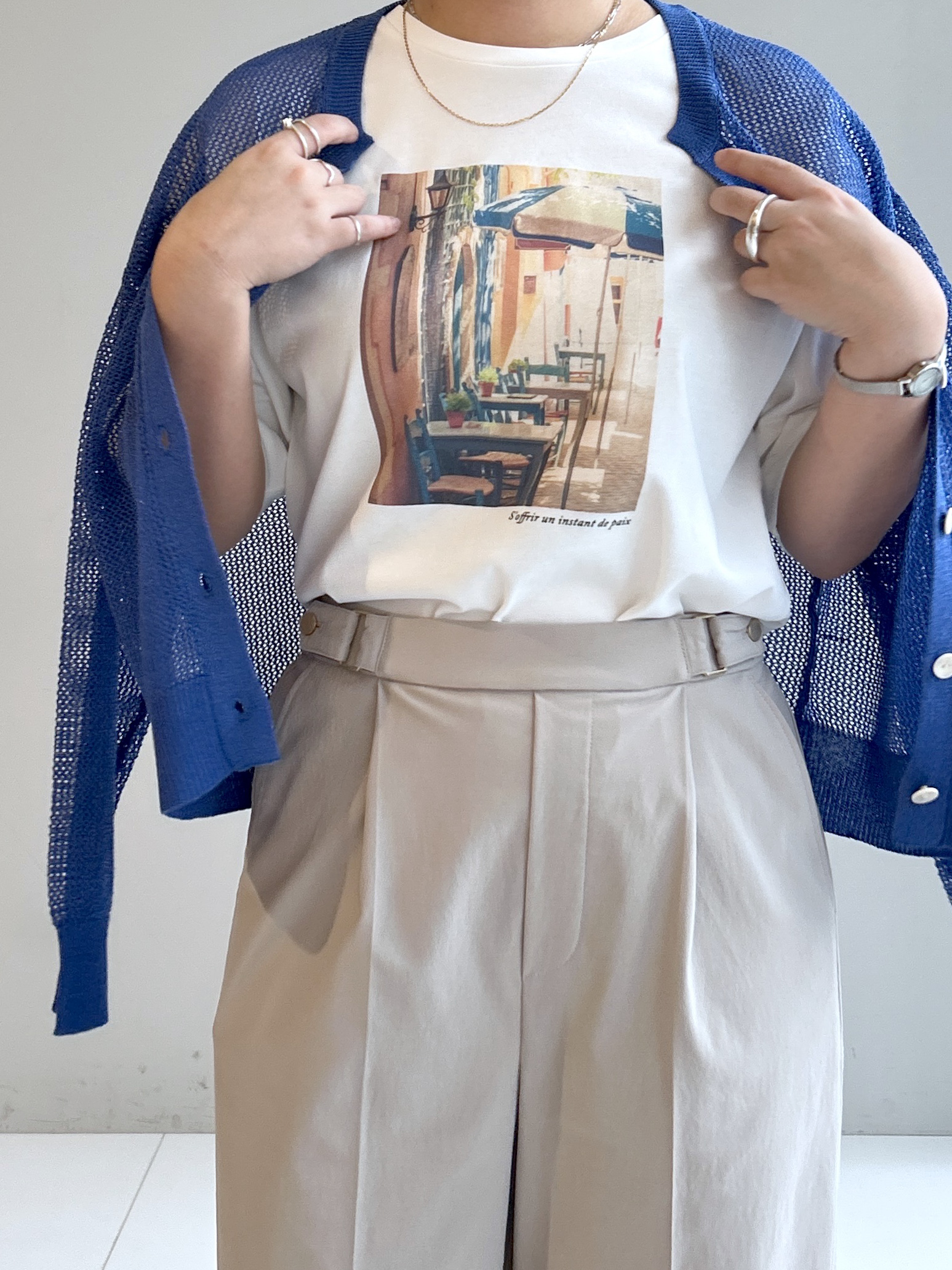 Hirokaさんの「grove｜【UVカット/接触冷感】プリントアソート5分袖Tシャツ」を使ったコーディネート