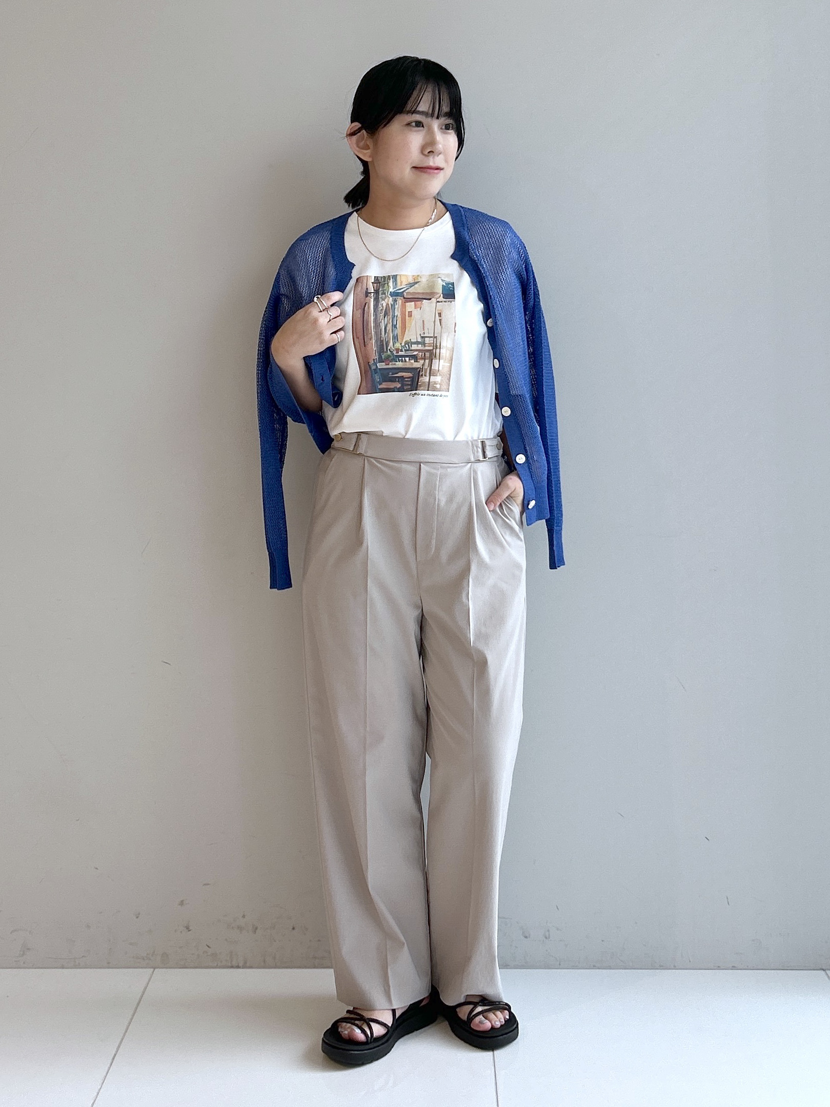 Hirokaさんの「grove｜【UVカット/接触冷感】プリントアソート5分袖Tシャツ」を使ったコーディネート