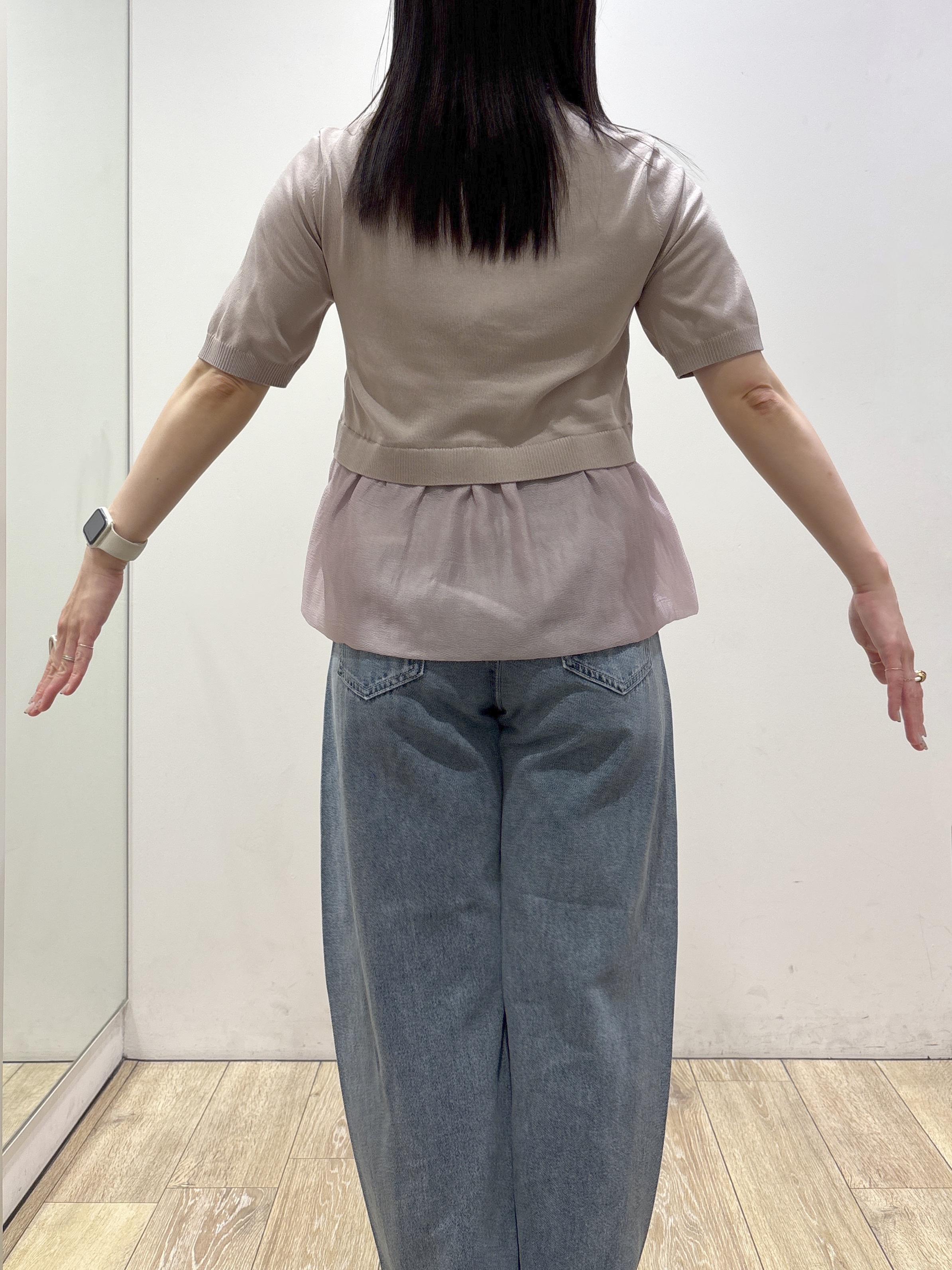 mameさんの「index｜ペプラムレイヤードカーディガン【洗濯機OK】」を使ったコーディネート