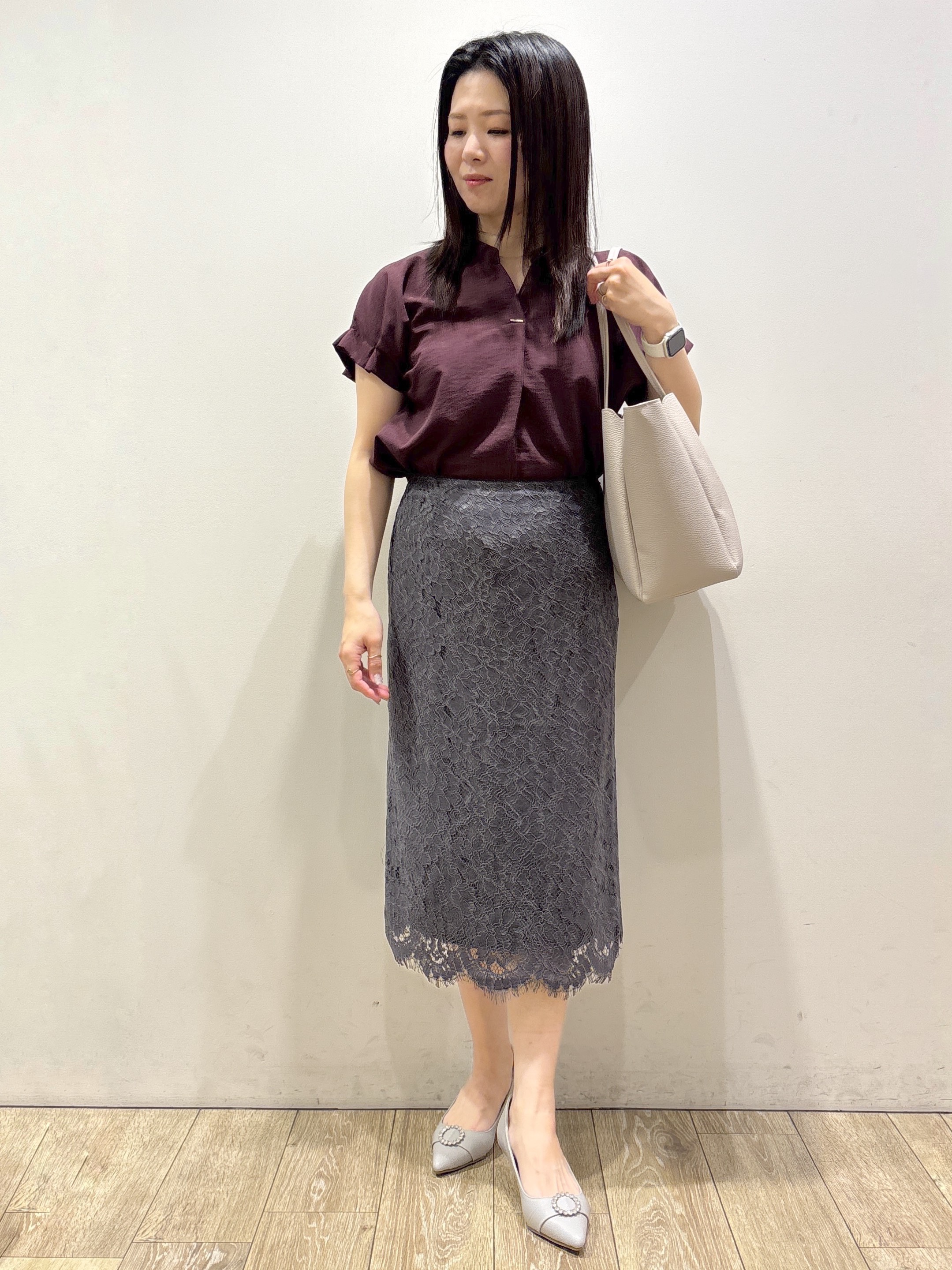 mameさんの「index｜【接触冷感／吸水速乾】タックスキッパーブラウス《防シワ／イージーアイロン／洗濯機OK／9col》」を使ったコーディネート
