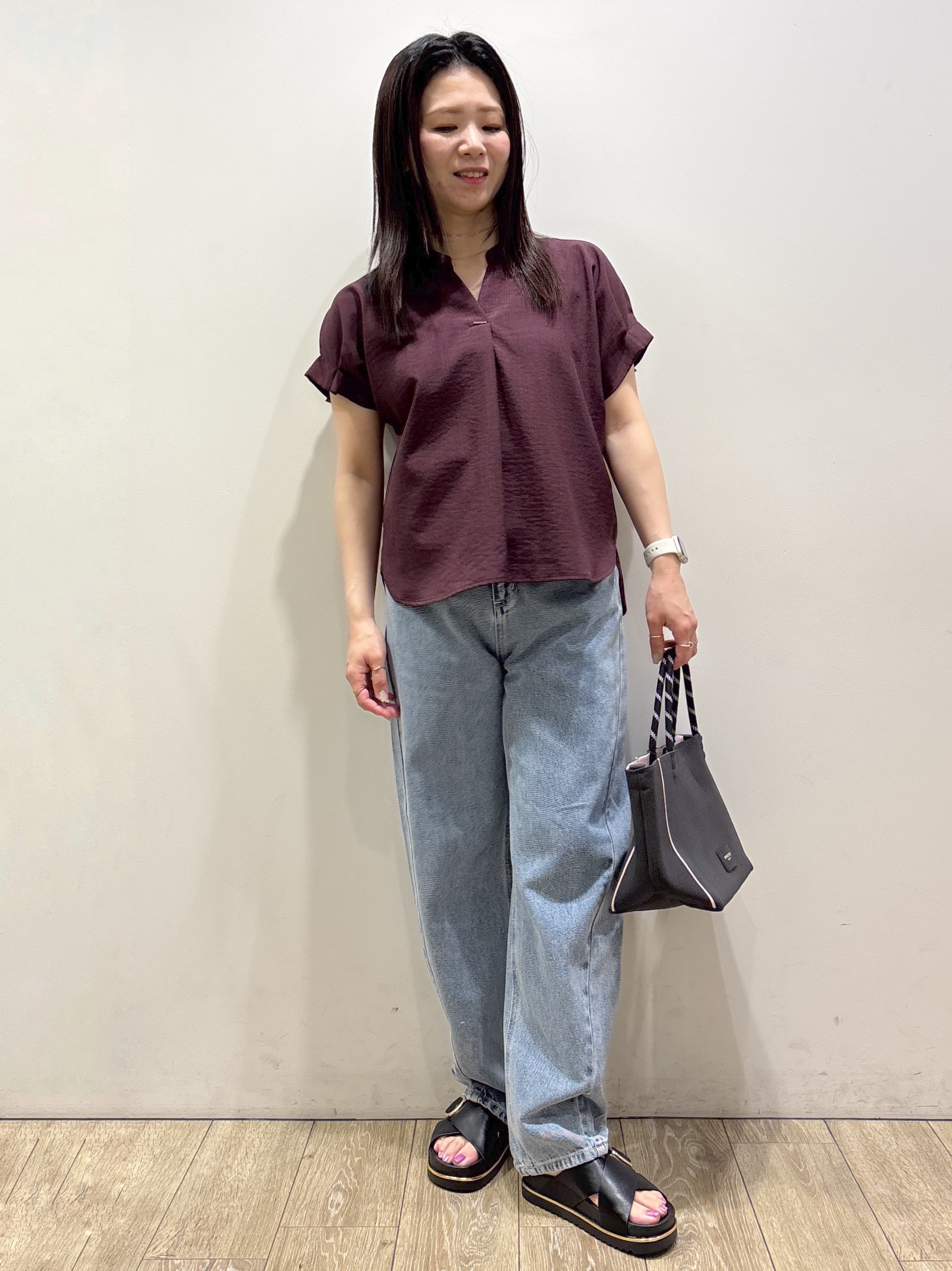 mameさんの「index｜【接触冷感／吸水速乾】タックスキッパーブラウス《防シワ／イージーアイロン／洗濯機OK／9col》」を使ったコーディネート
