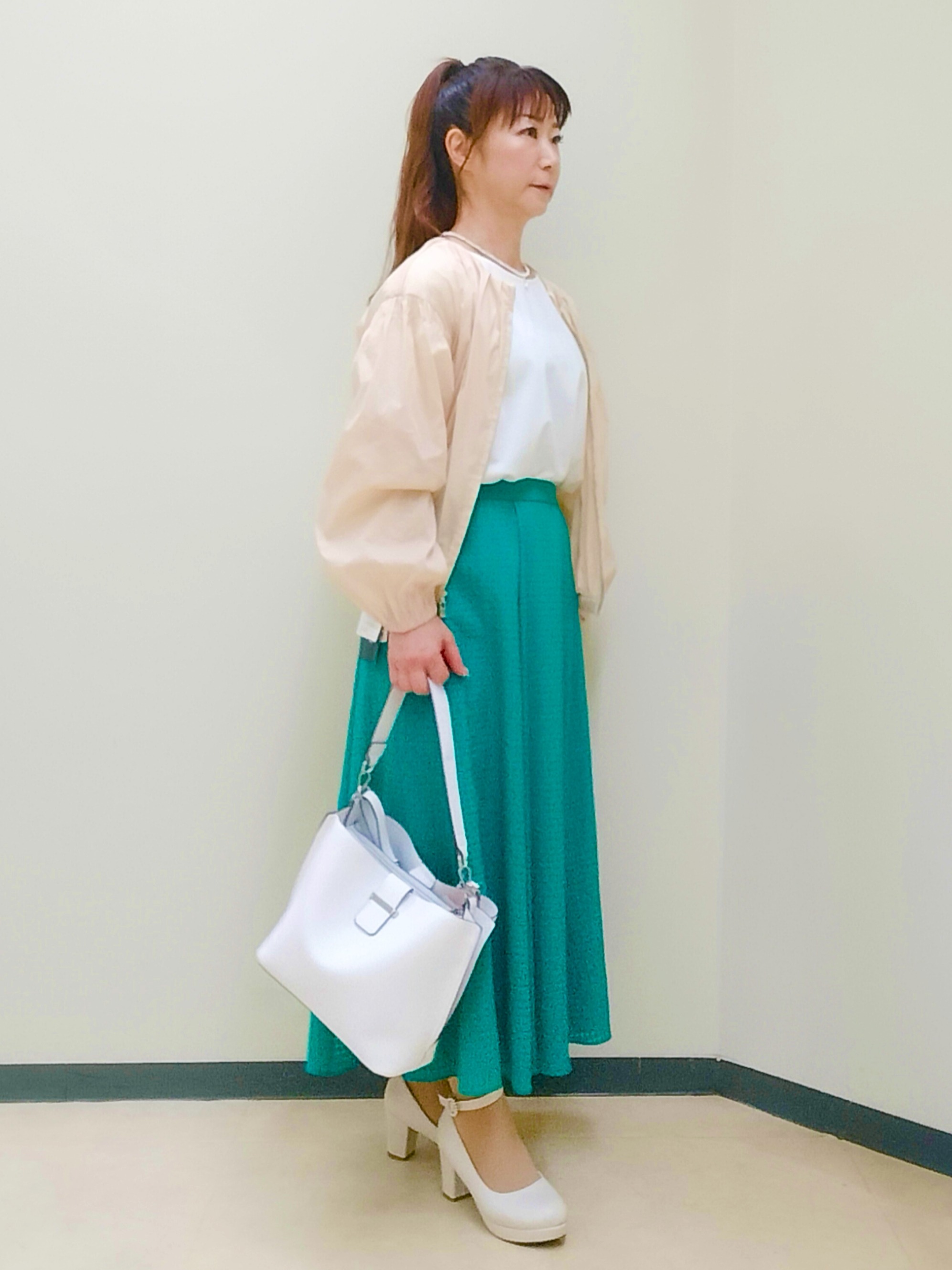 花さんの「Reflect｜【UVカット／接触冷感／吸水速乾】チュールスリーブプルオーバー」を使ったコーディネート