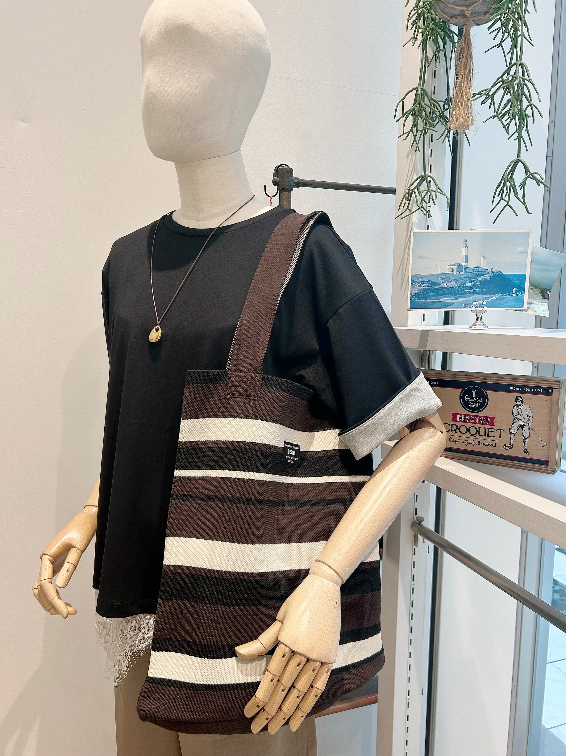 YOUKOさんの「Dessin｜【マシンウォッシャブル・A4収納可】ランダムボーダーニットBAG」を使ったコーディネート