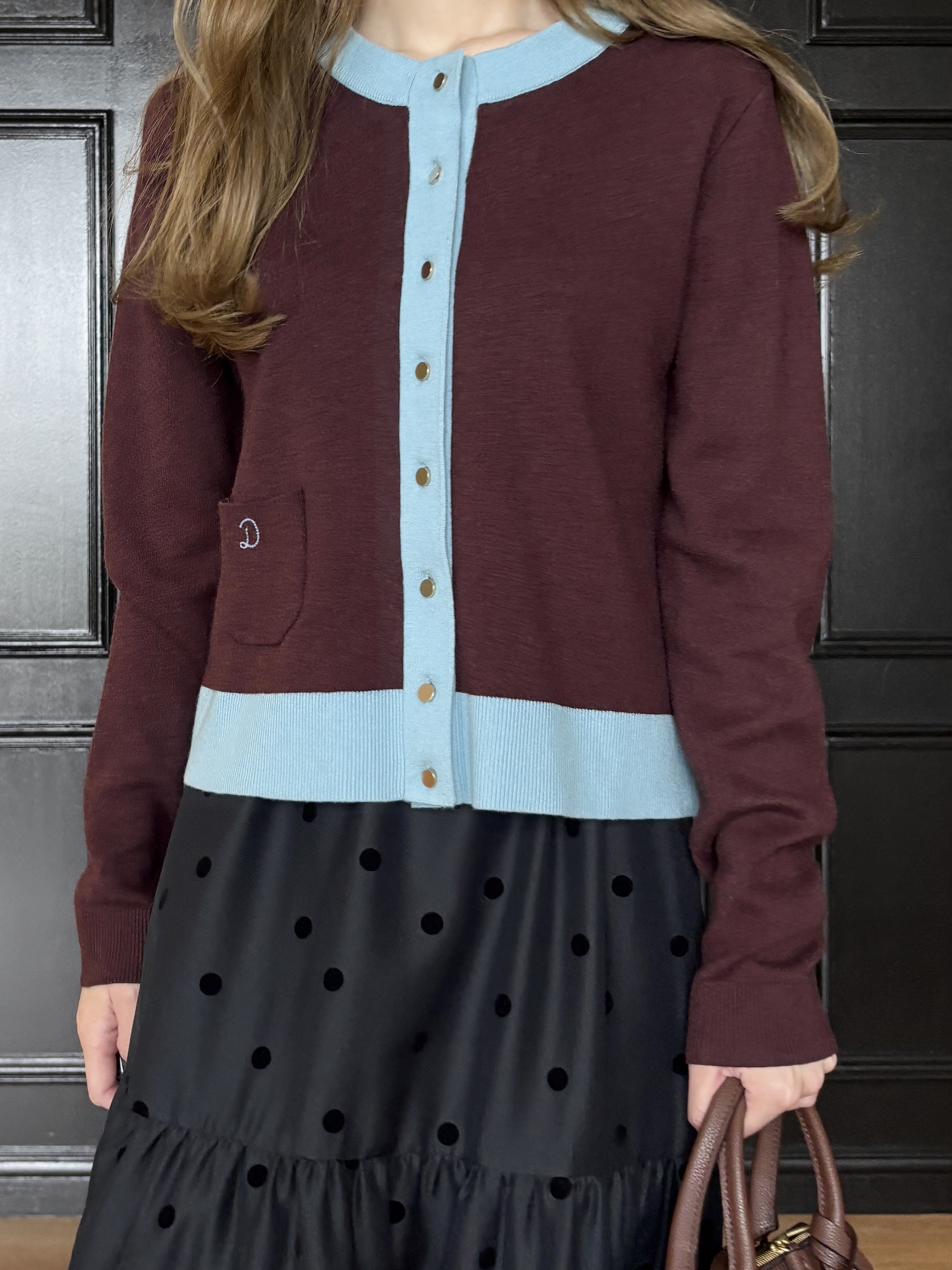 清水夏姫さんの「DRESSTERIOR｜【ウォッシャブル】コットンカシミヤバイカラーカーディガン」を使ったコーディネート