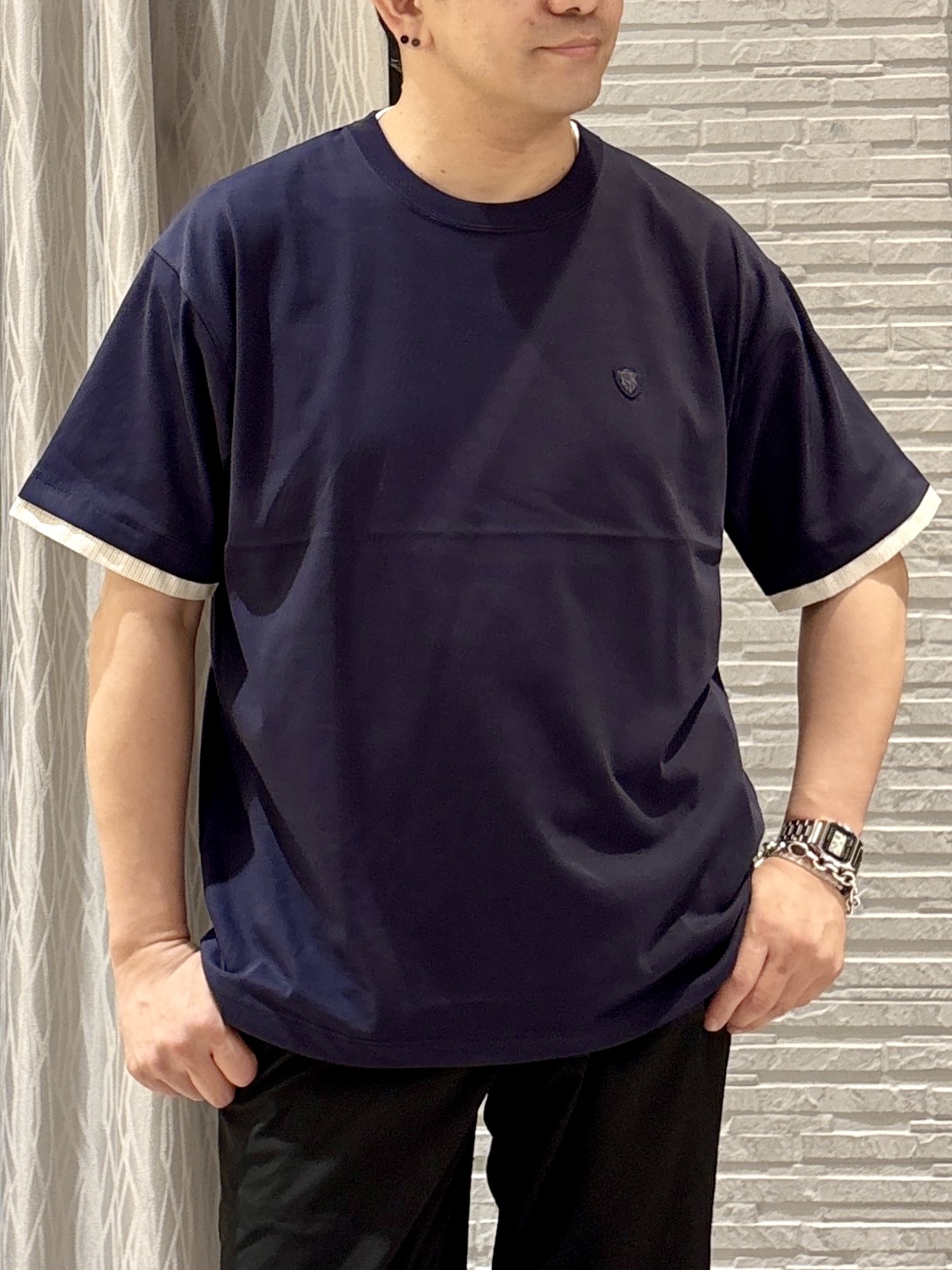 Pーyamaさんの「THE SHOP TK｜【マシンウォッシャブル】袖レイヤード半袖Tシャツ」を使ったコーディネート