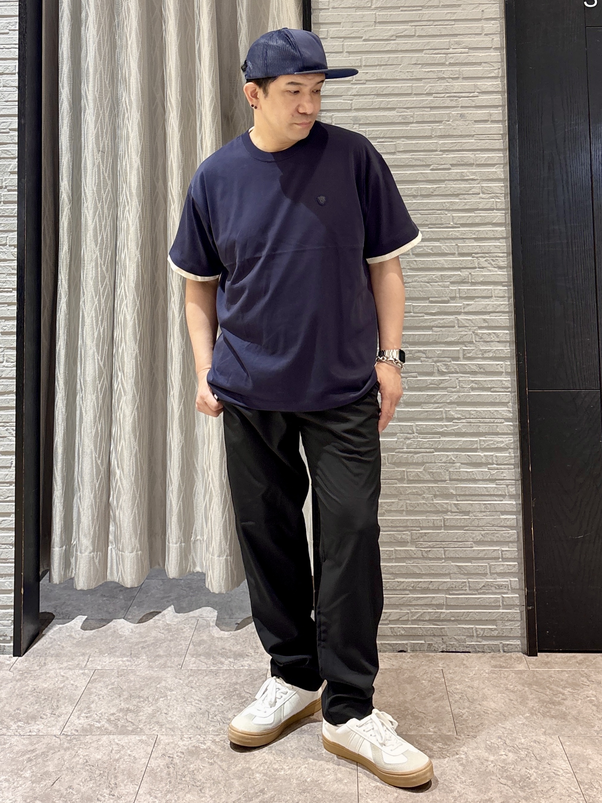 Pーyamaさんの「THE SHOP TK｜【マシンウォッシャブル】袖レイヤード半袖Tシャツ」を使ったコーディネート