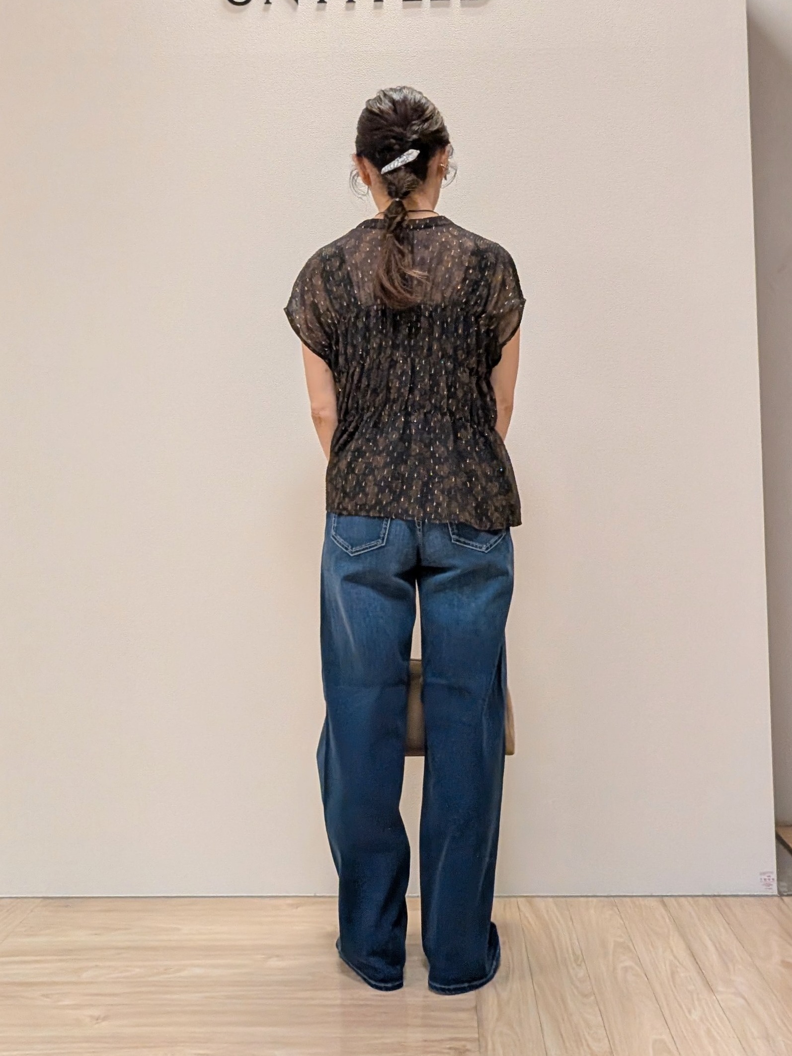 Rieさんの「UNTITLED｜【秋映え/シアー】ヴィンテージドットブラウス」を使ったコーディネート