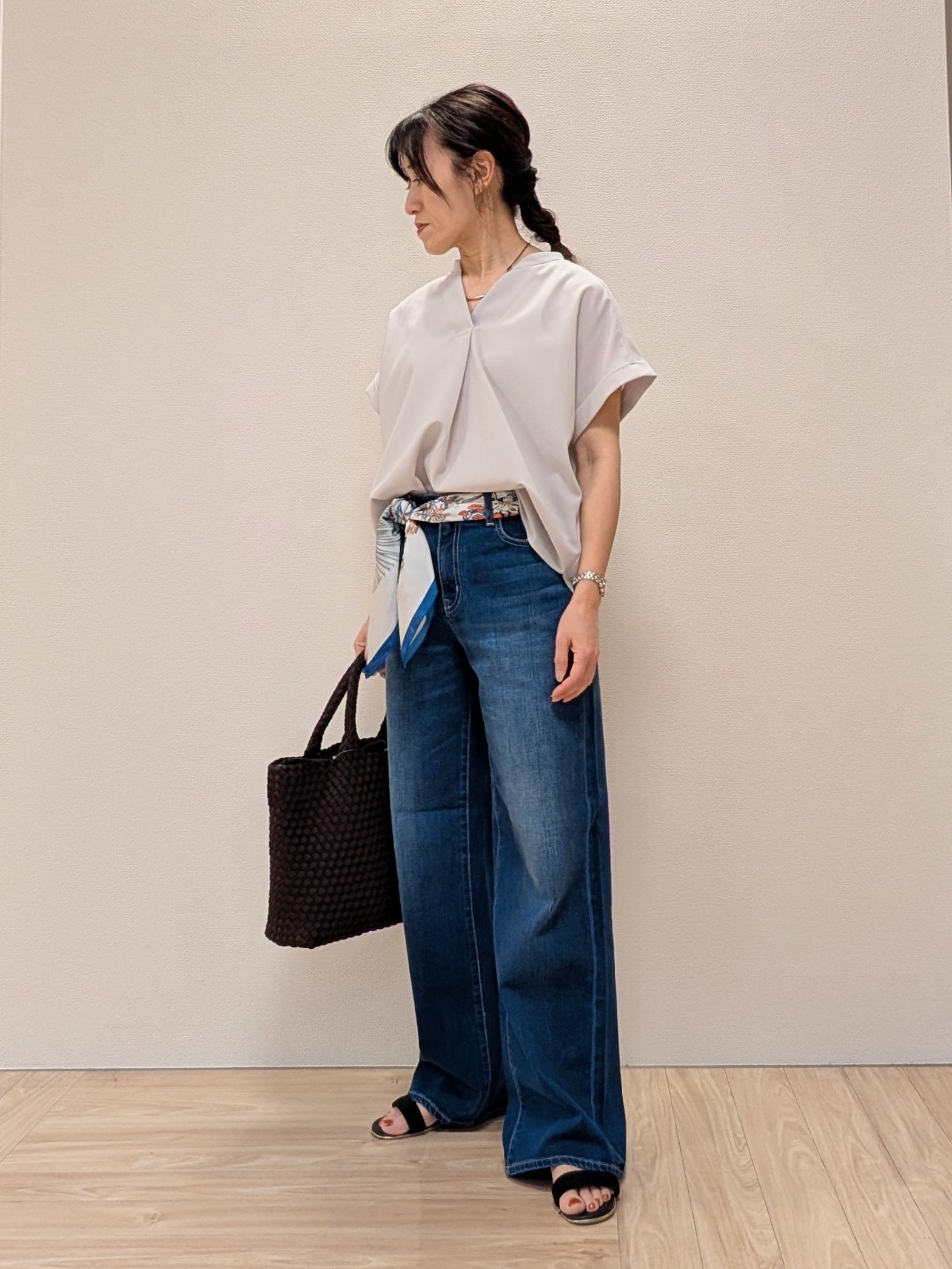 Rieさんの「UNTITLED｜【セットアップ可/UVカット】エアリークールブラウス」を使ったコーディネート