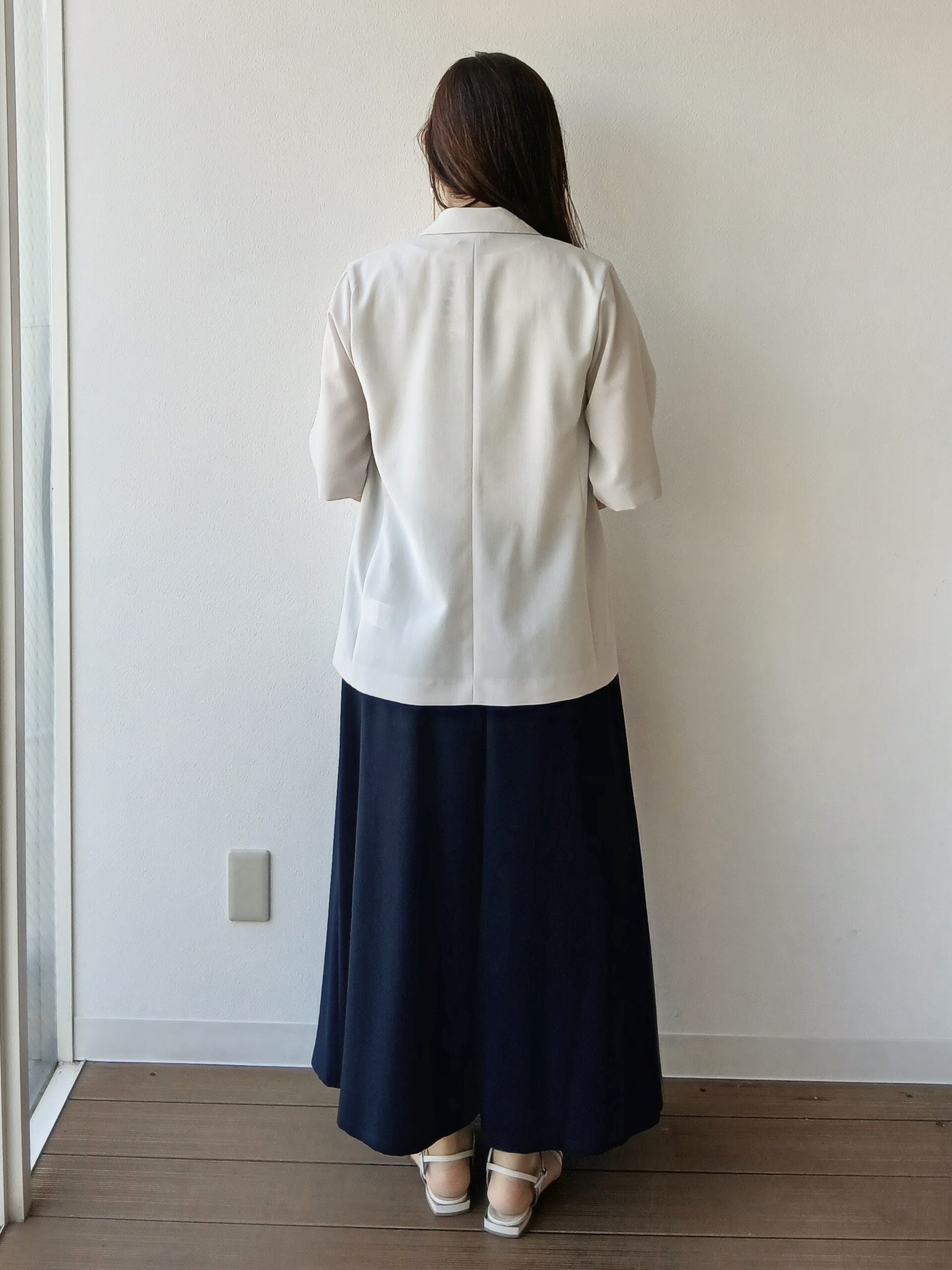 なみきさんの「UNTITLED｜【秋の通勤羽織/セットアップ可/UVカット】エアリークール半袖ジャケット」を使ったコーディネート