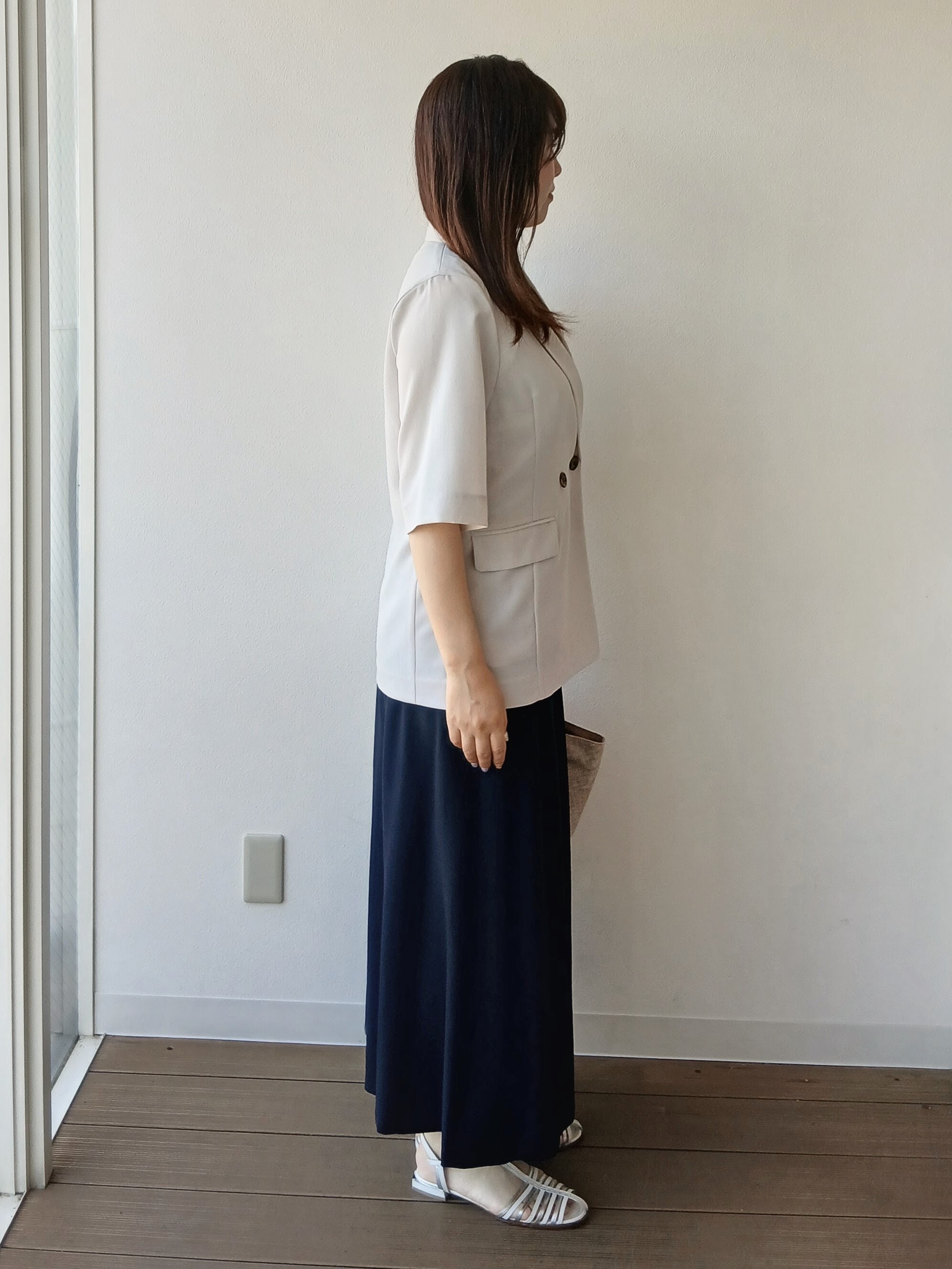 なみきさんの「UNTITLED｜【秋の通勤羽織/セットアップ可/UVカット】エアリークール半袖ジャケット」を使ったコーディネート