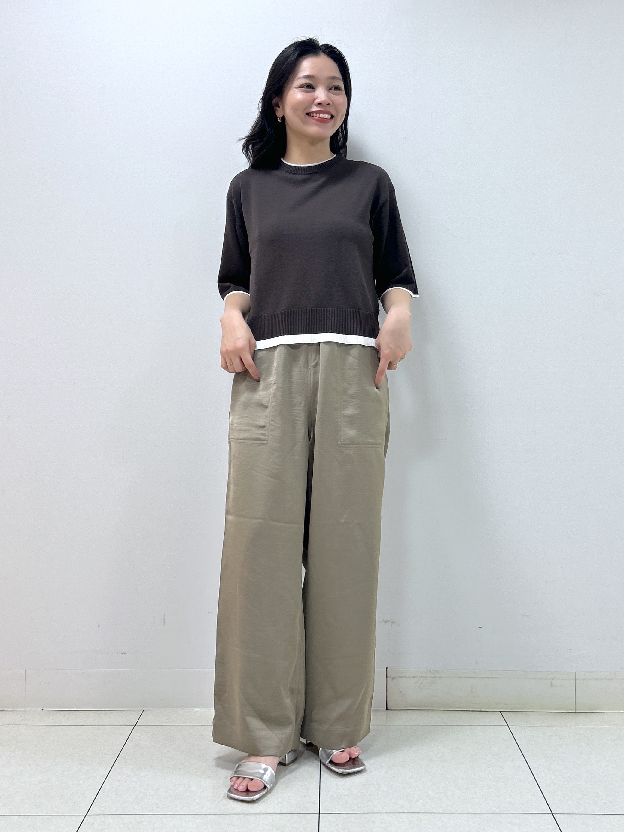 Kaiさんの「Dessin｜【洗える】バイカラーボクシーシルエットニット」を使ったコーディネート