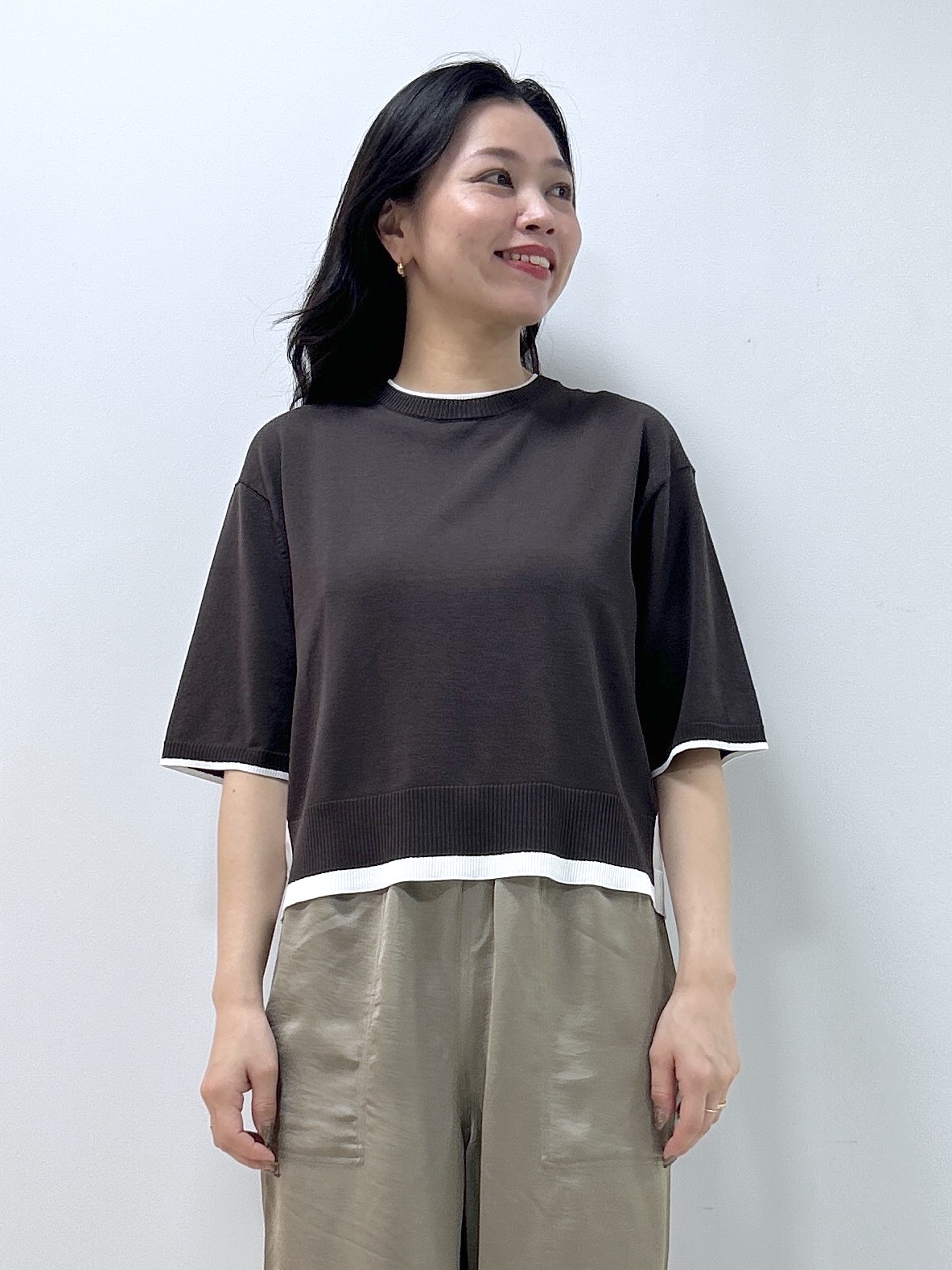 Kaiさんの「Dessin｜【洗える】バイカラーボクシーシルエットニット」を使ったコーディネート