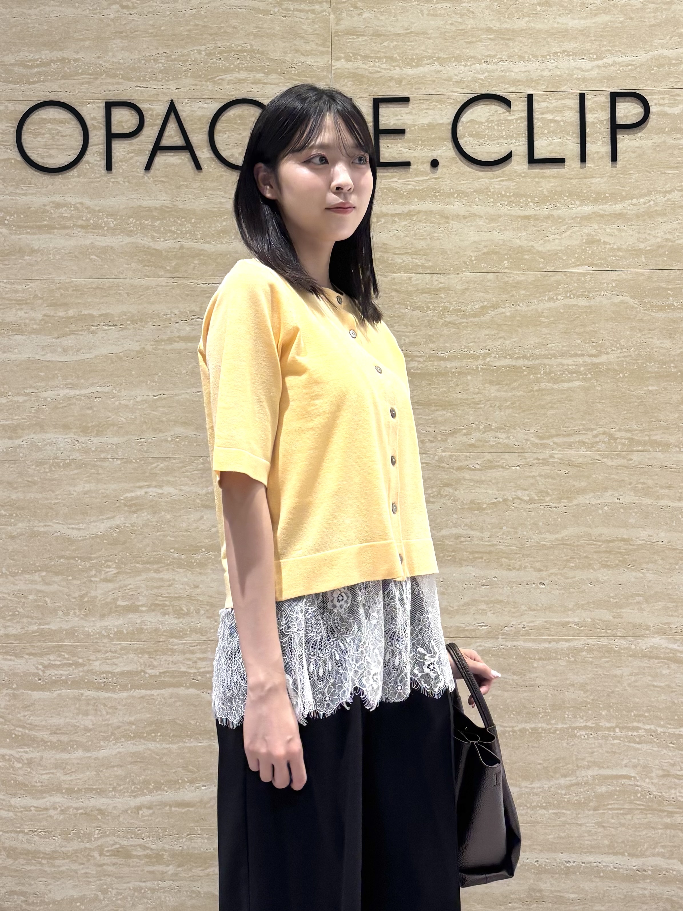Ririkaさんの「OPAQUE.CLIP｜【UV】ドライタッチラメニットカーディガン《洗える》」を使ったコーディネート